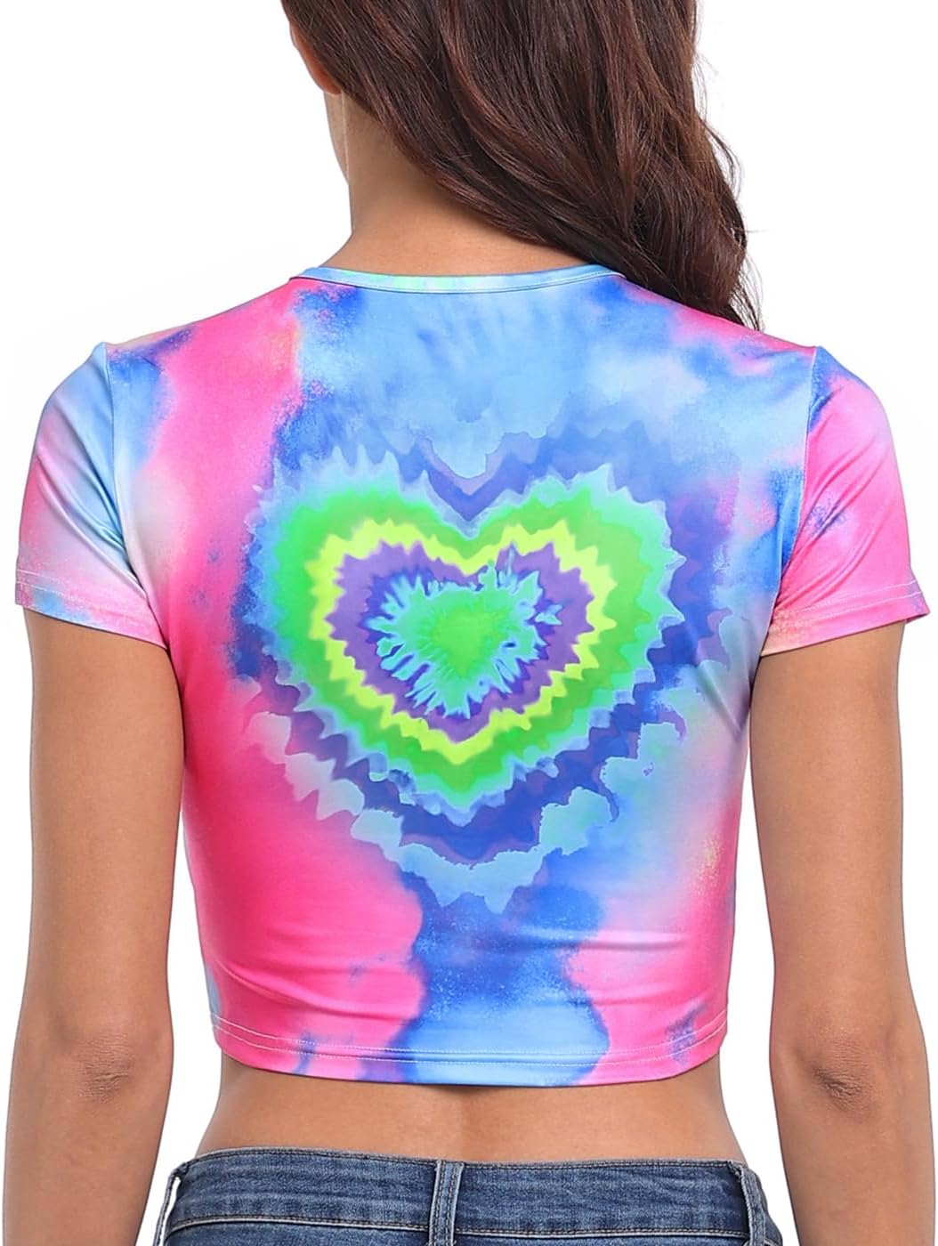 HDE Women's Heart Cut Out Crop Top Short Sleeve T Shirt Y2K Cropped Baby Tee - Image 4