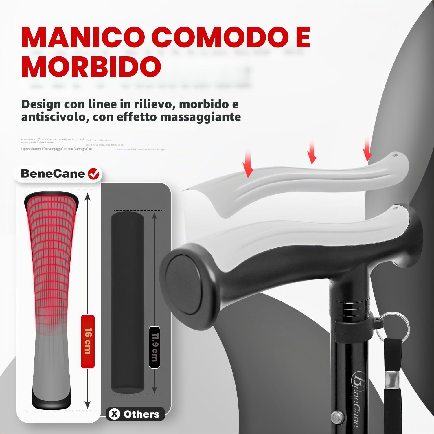 BeneCane Bastone da passeggio per uomini e donne bastone da passeggio per anziani bastone pieghevole Quad Cane regolabile leggero robusto autoportante pieghevole