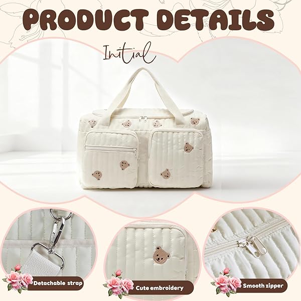 YOUYIKE Bolsa de Pañales de Viaje, Bolso para el Hospital, Bolsos de Fin de Semana para Mujer, Portátil y Ligero para Viajes, Camping, Hogar, Compras, Hospital - 3