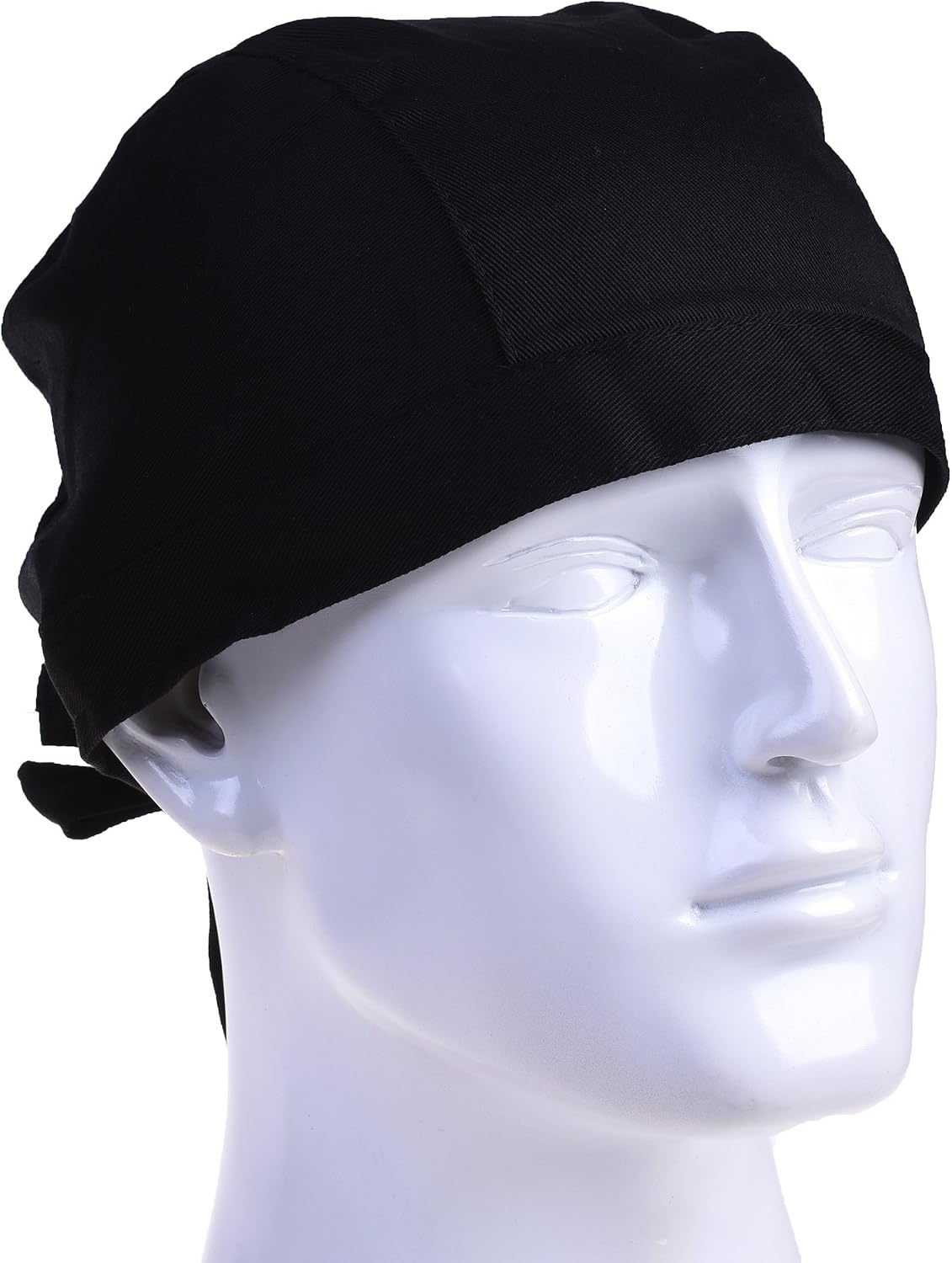 Cosmos Pack of 3 Chef's Hat Kitchen Catering Skull Caps for Men or Women, Black Color