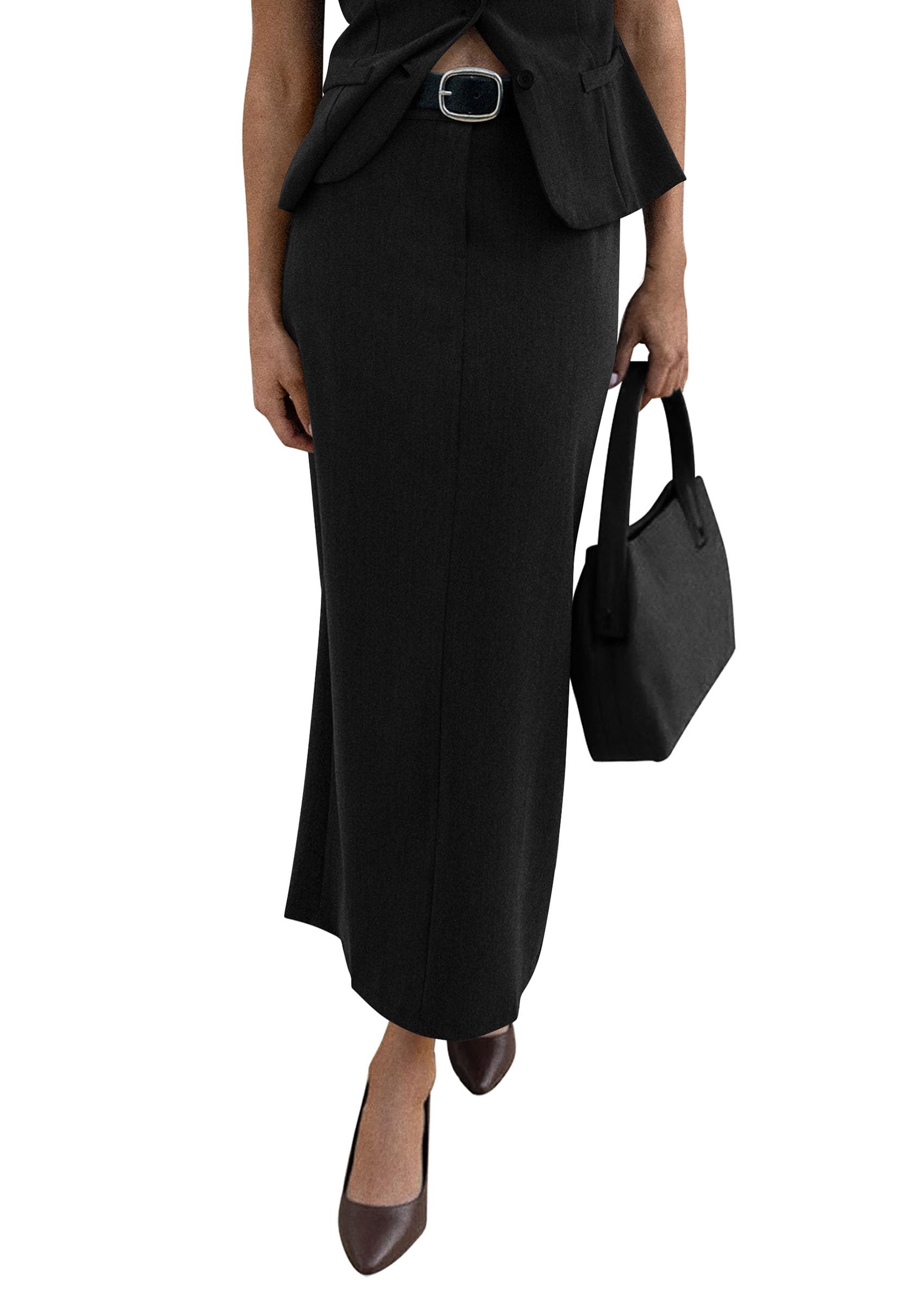 PRETTYGARDEN Womens 2025 Fall Maxi Pencil Skirt High Waisted Slit Work Office Trendy Long Skirts Business Casual Outfits