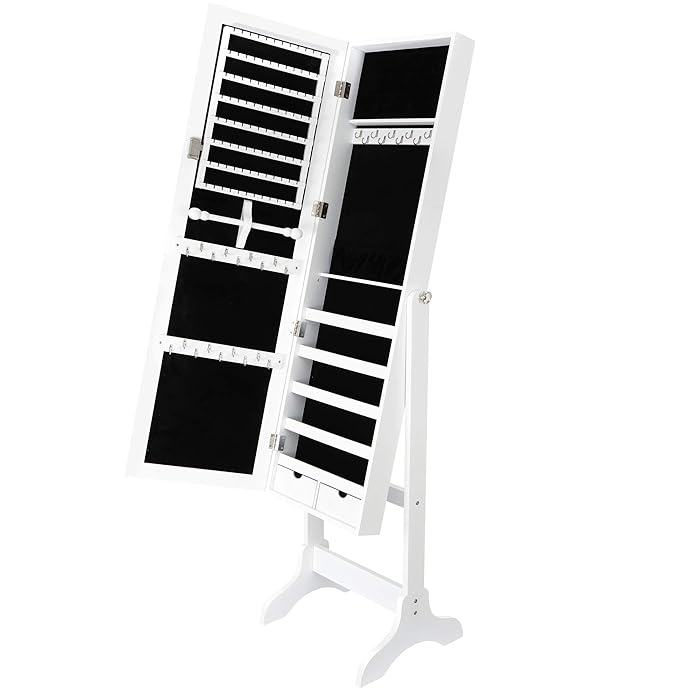 Buy SUPER DEAL 2in1 Free Standing Jewelry Lockable FullLength Mirrored Jewelry Armoire