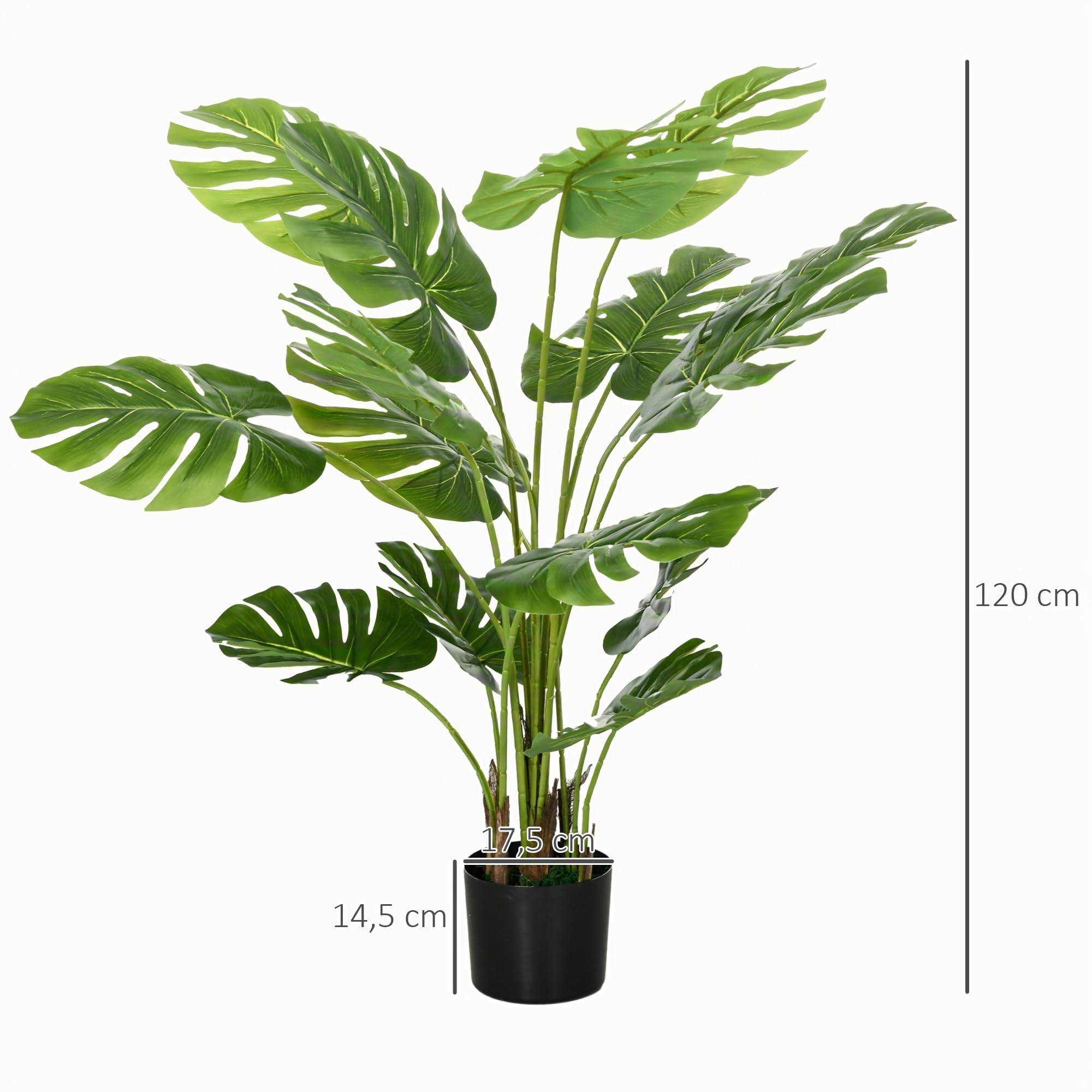 HOMCOM Arbre Artificiel Plante Artificielle Monstera Deliciosa 120 cm Vert