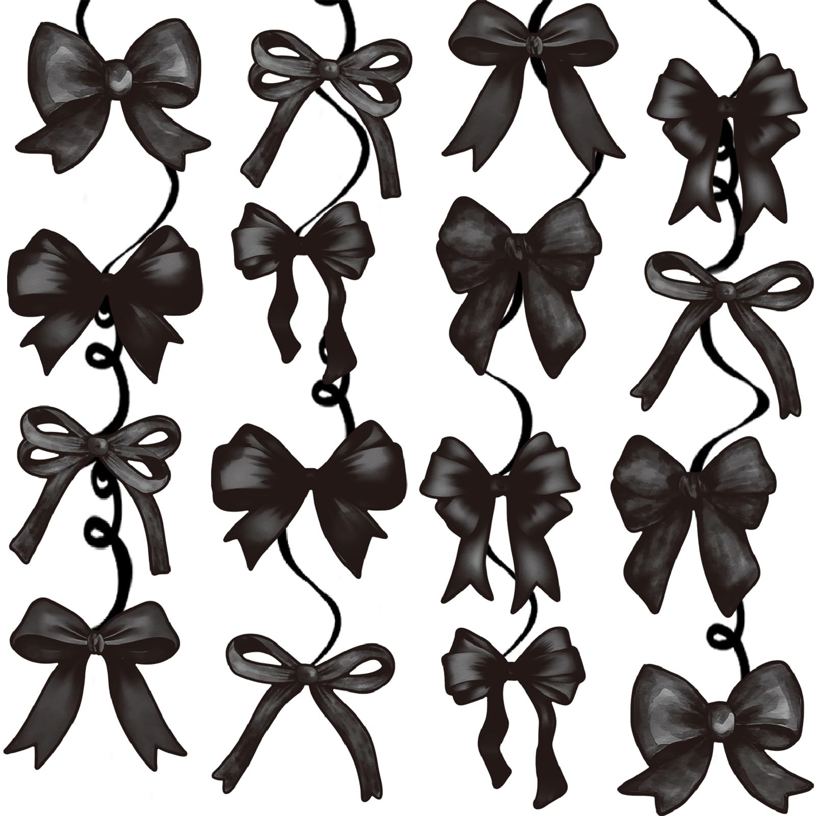 Black Bow Hanging Swirls Black Bows Banner Garland for Shes Tying The Knot Bridal Shower Decor Coquette Theme Birthday Party Decorations