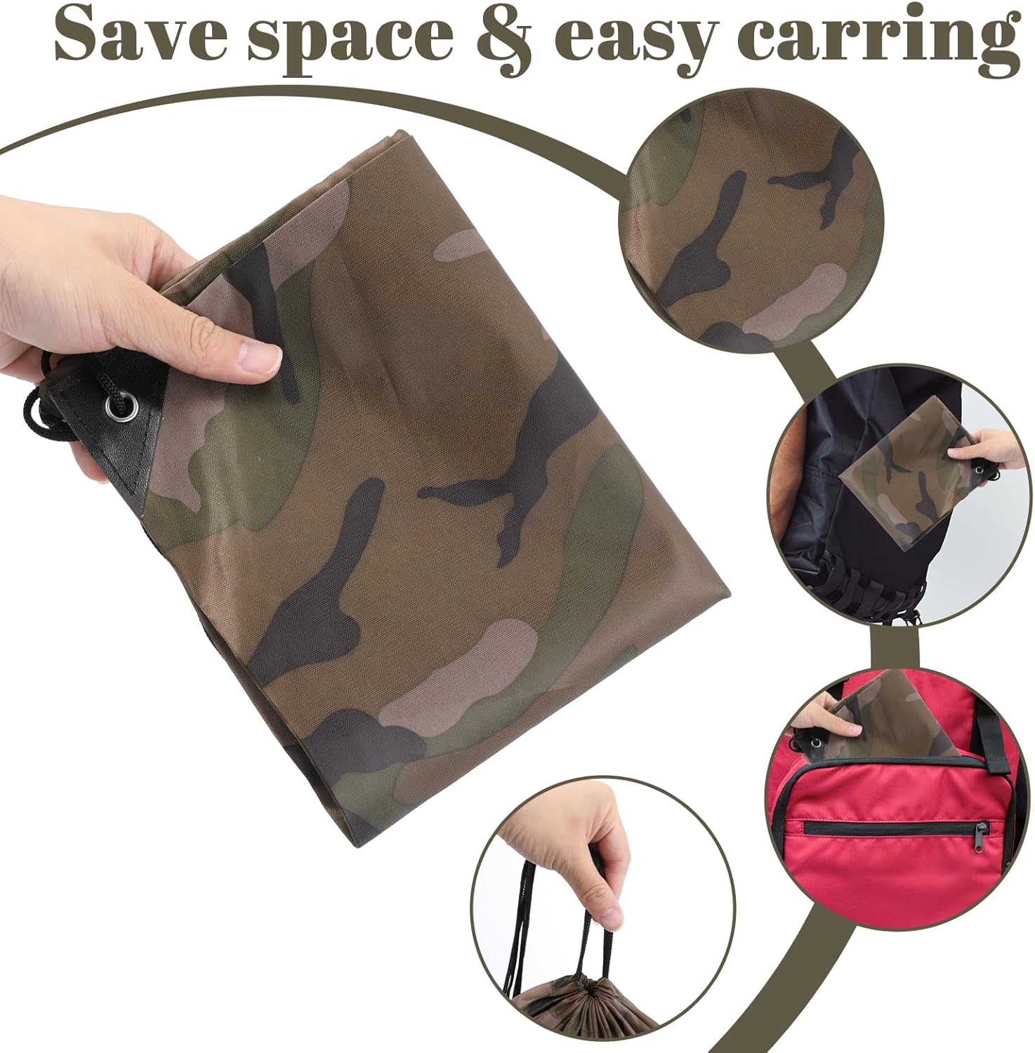 24 Pcs Camo Bag Waterproof Camo Drawstring Bags Bulk Large Army Lightweight Woodland Camouflage Drawstring Classic Gift Bags Army Party Favors Backpack String Bag Travel Gym Sport - Image 6