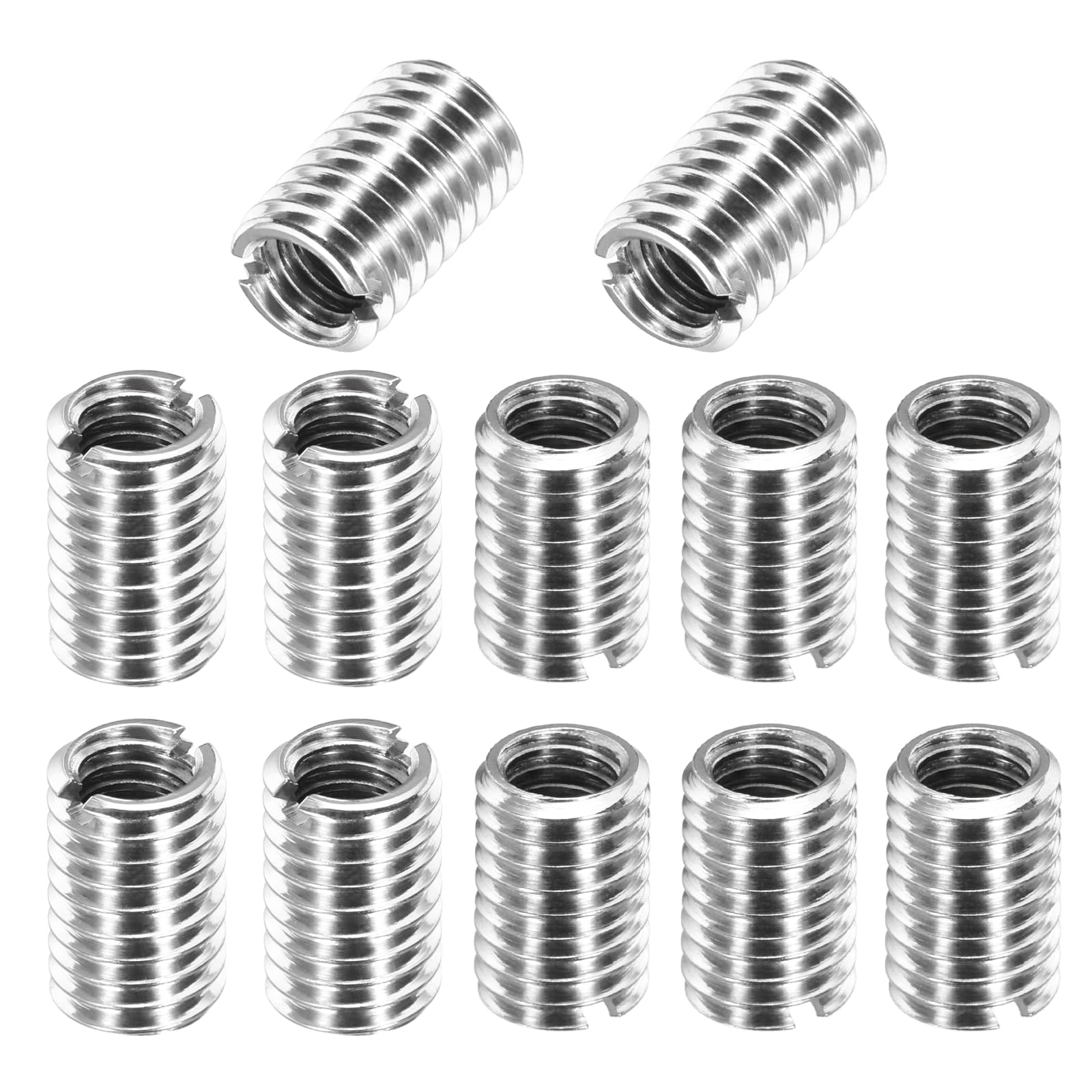 sourcing map 12Pcs 316 Stainless Steel Thread Reducing Nuts, M8x1.25 Male to M6x1 Female 12mm Long Metric Repairing Insert Nut Screw Threaded Adapters Sleeve Reducer Conversion Fastener