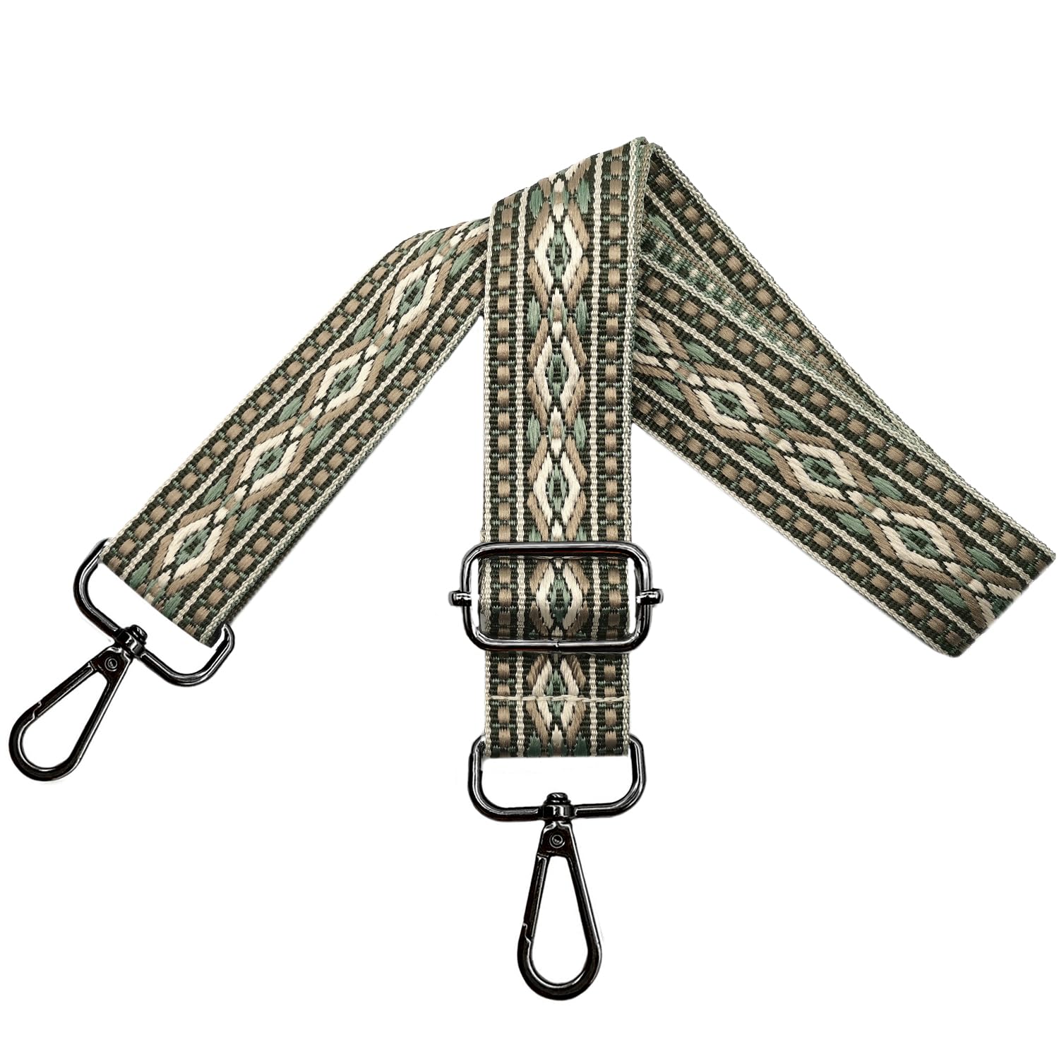 Adjustable Women's Bag Straps, Colourful Shoulder Bag, Shoulder Straps for Large Bag 3.8 cm with Black Carabiners for Women's Crossbody Bag Accessories, Army Green, N42