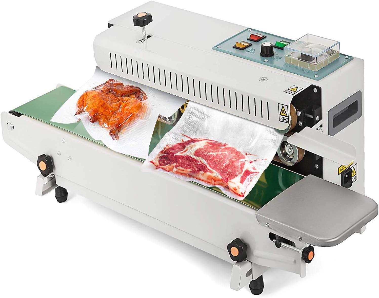 HUKOER Food Sealing Machine, Fr-900 Automatic Horizontal Continuous Plastic Bag with Sealing Machine, Kitchen Manual Cooking Indoor Sealing Machine