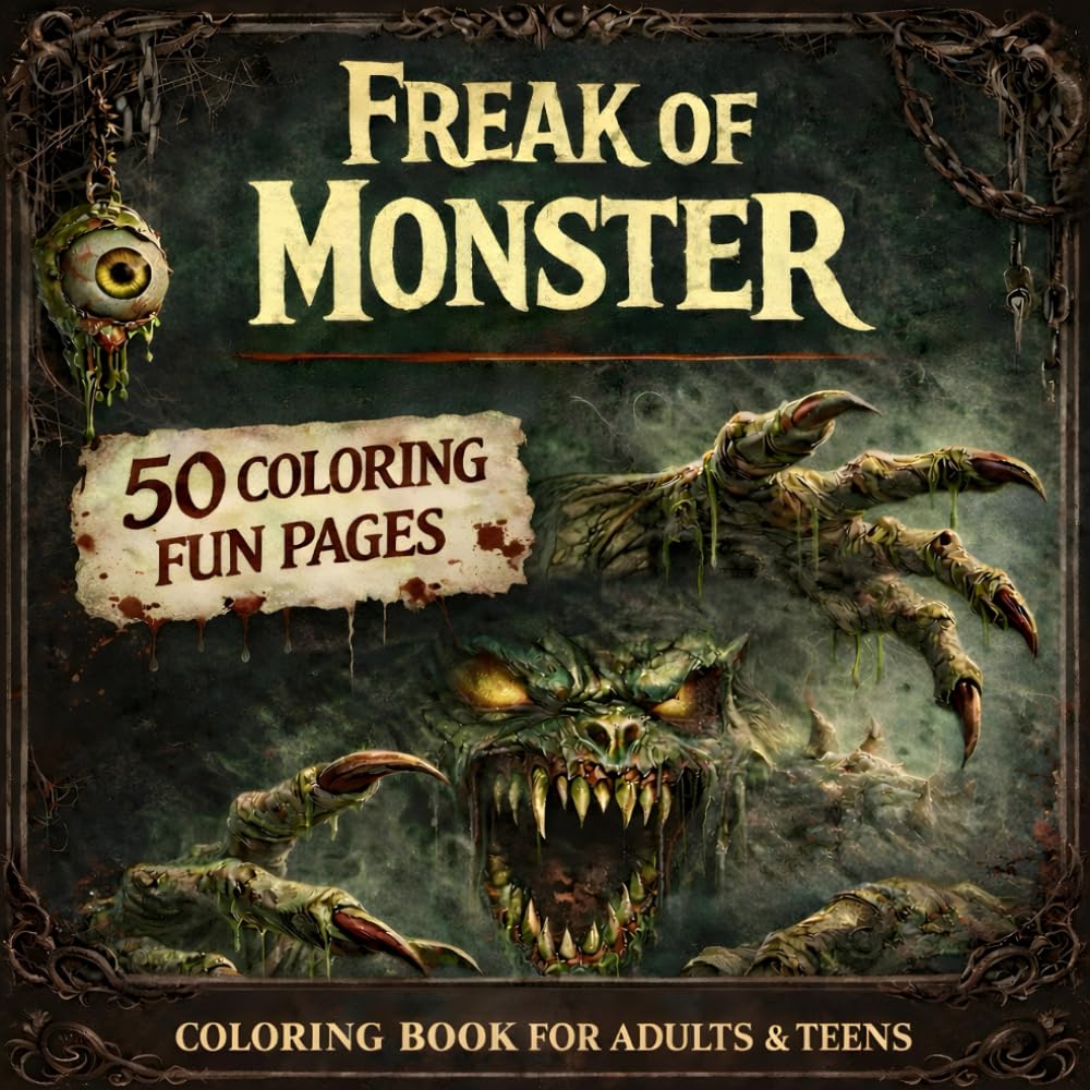 Freak of Monster: Horror Coloring Book for Adults & Kids Features Creepy Monsters and Scary Creatures For Stress Relief And Relaxation