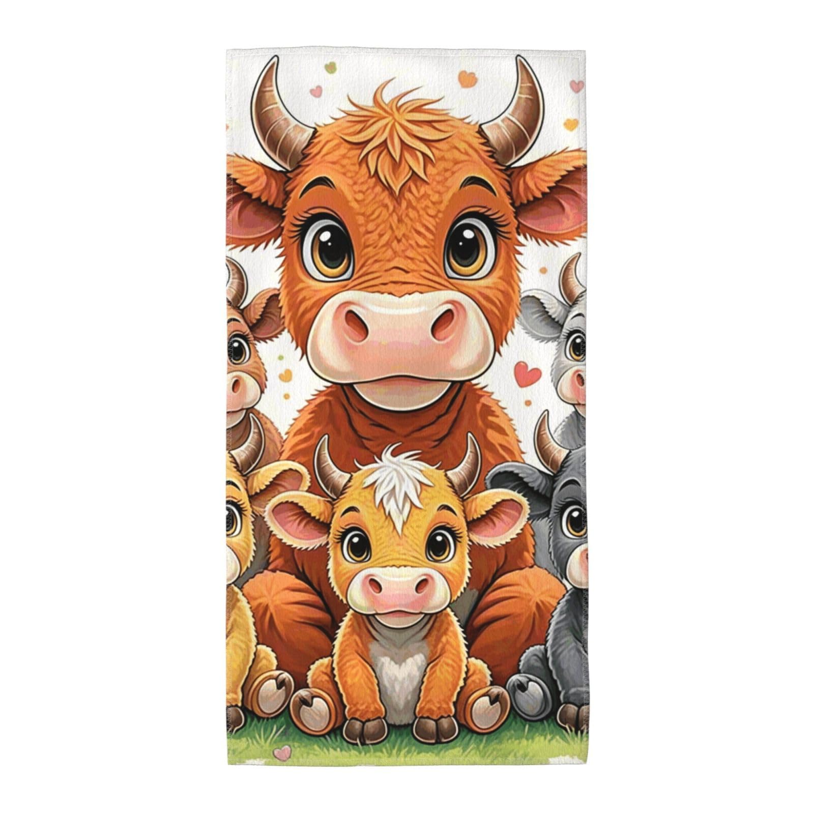 FekiLoot Absorbent Hand Towels 13.8"X27.5" Decorative Bathroom Towel Soft Microfiber Face Towel Cow Dish Kitchen Towels for Bathroom Kitchen Hotel Spa Bath Towels