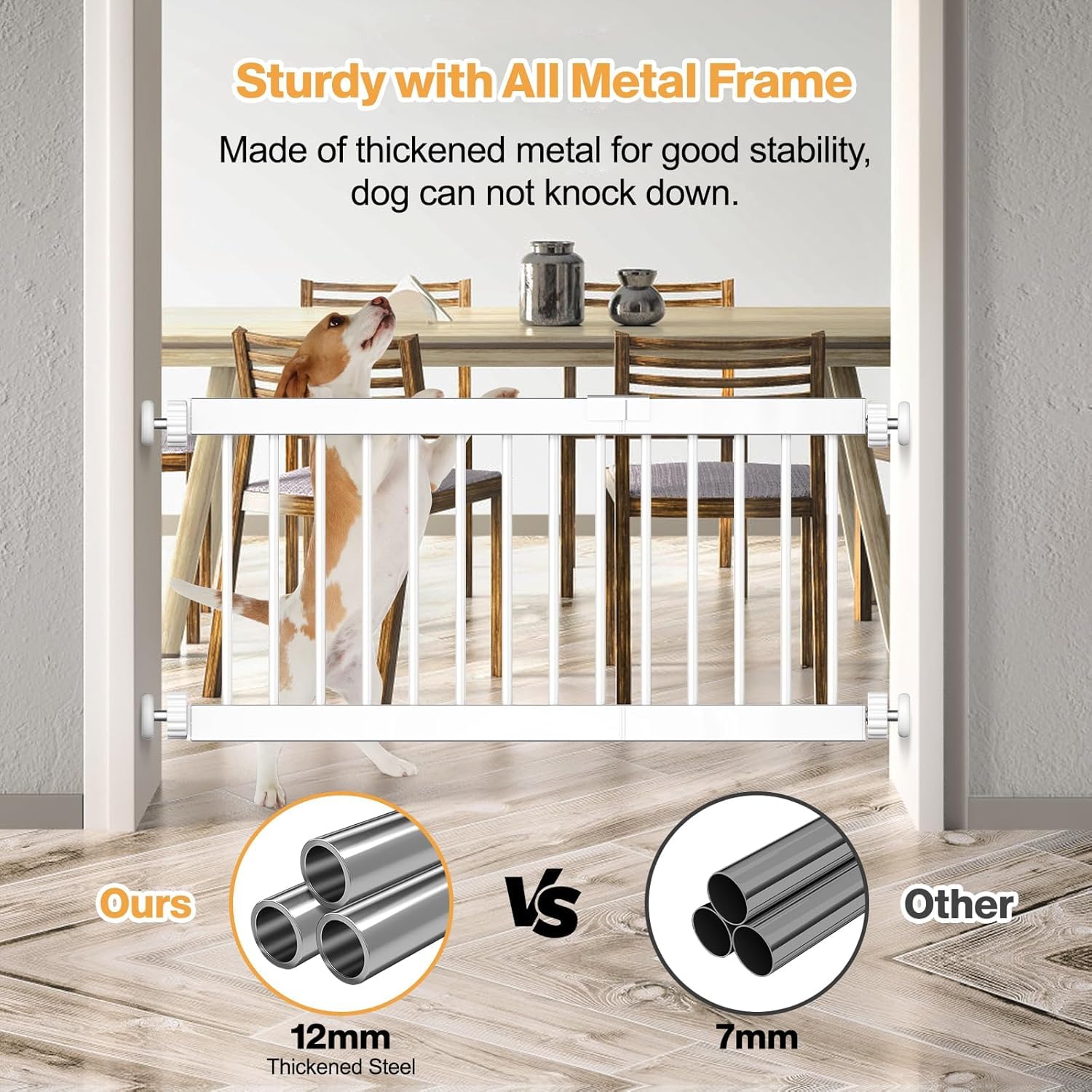 Fldofaves Dog Gate Indoor,18"-45" Extra Wide Metal Short Dog Gate to Step Over, 10" Tall Small Pet Gate with 3 Extension Kits - Image 3
