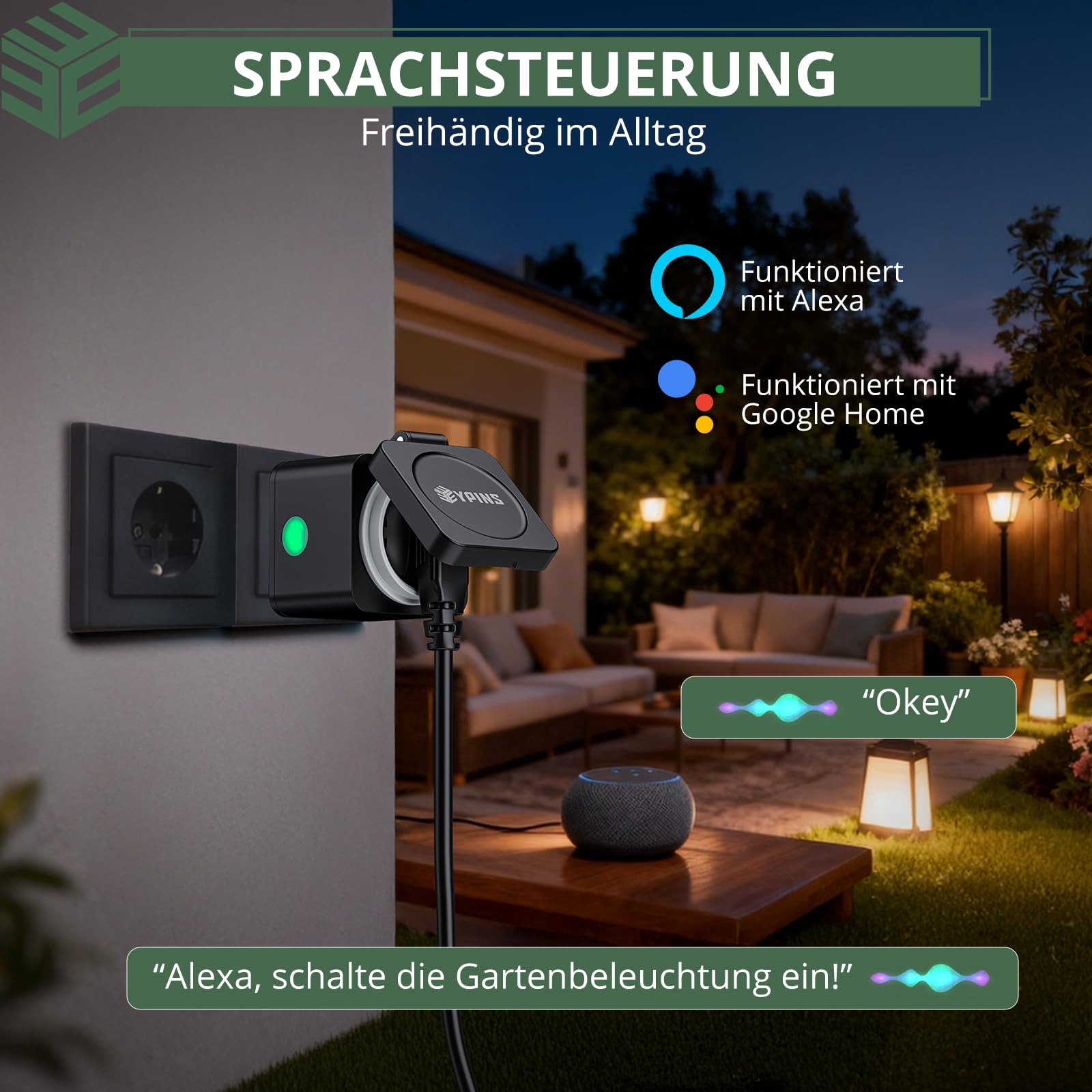 EYPINS WLAN-Steckdose Outdoor IP54, Smart Außensteckdose 3680W/16A 4er-Pack