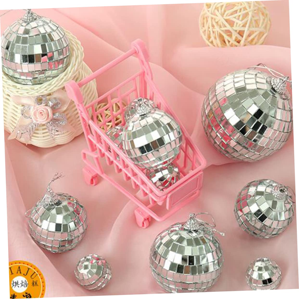 19 Boules Miroir Disco - Décoration Fête Et Noël 5 Tailles Argentées