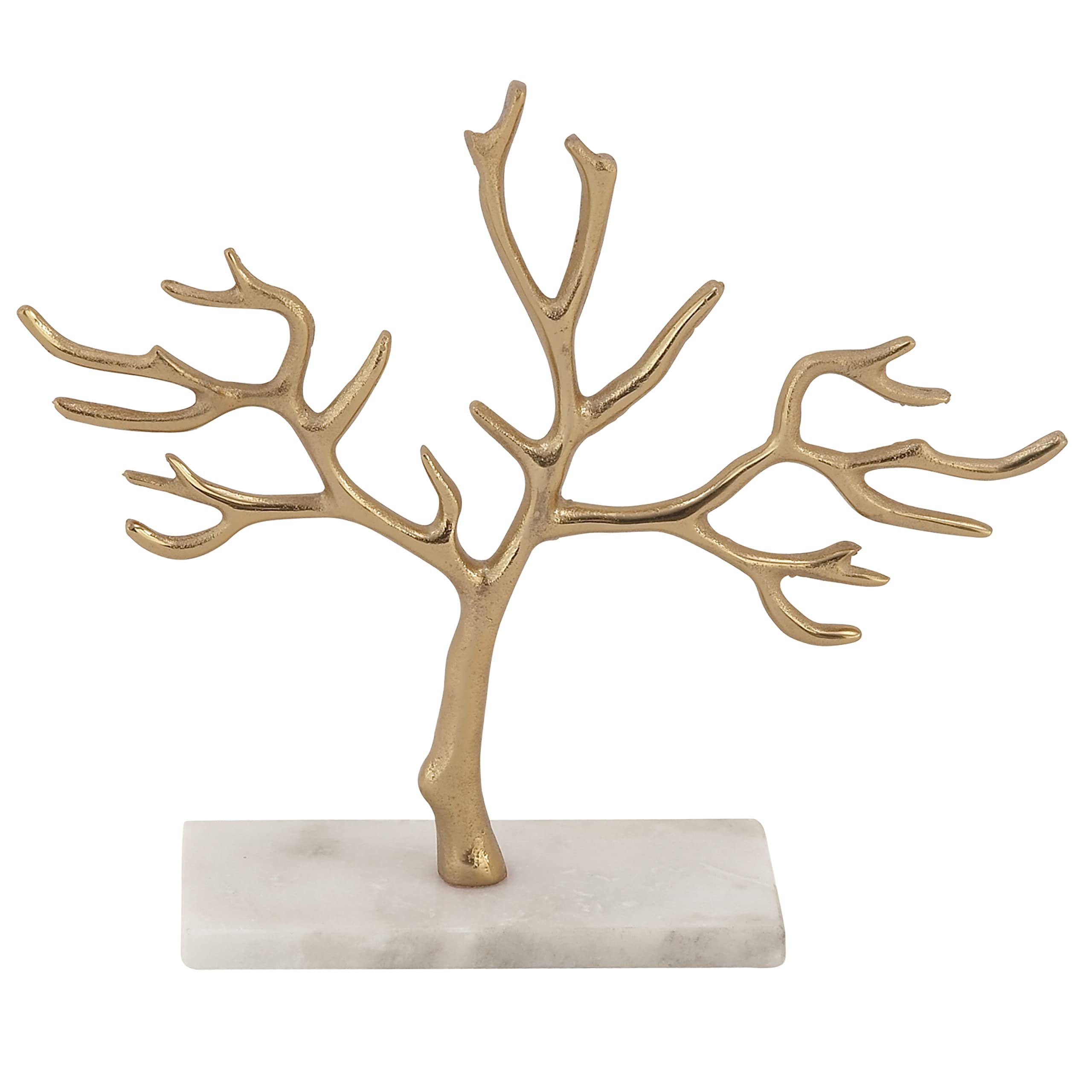 CosmoLiving by Cosmopolitan Marble Tree Jewelry Stand with Rectangular Base, 12" x 3" x 10", Gold