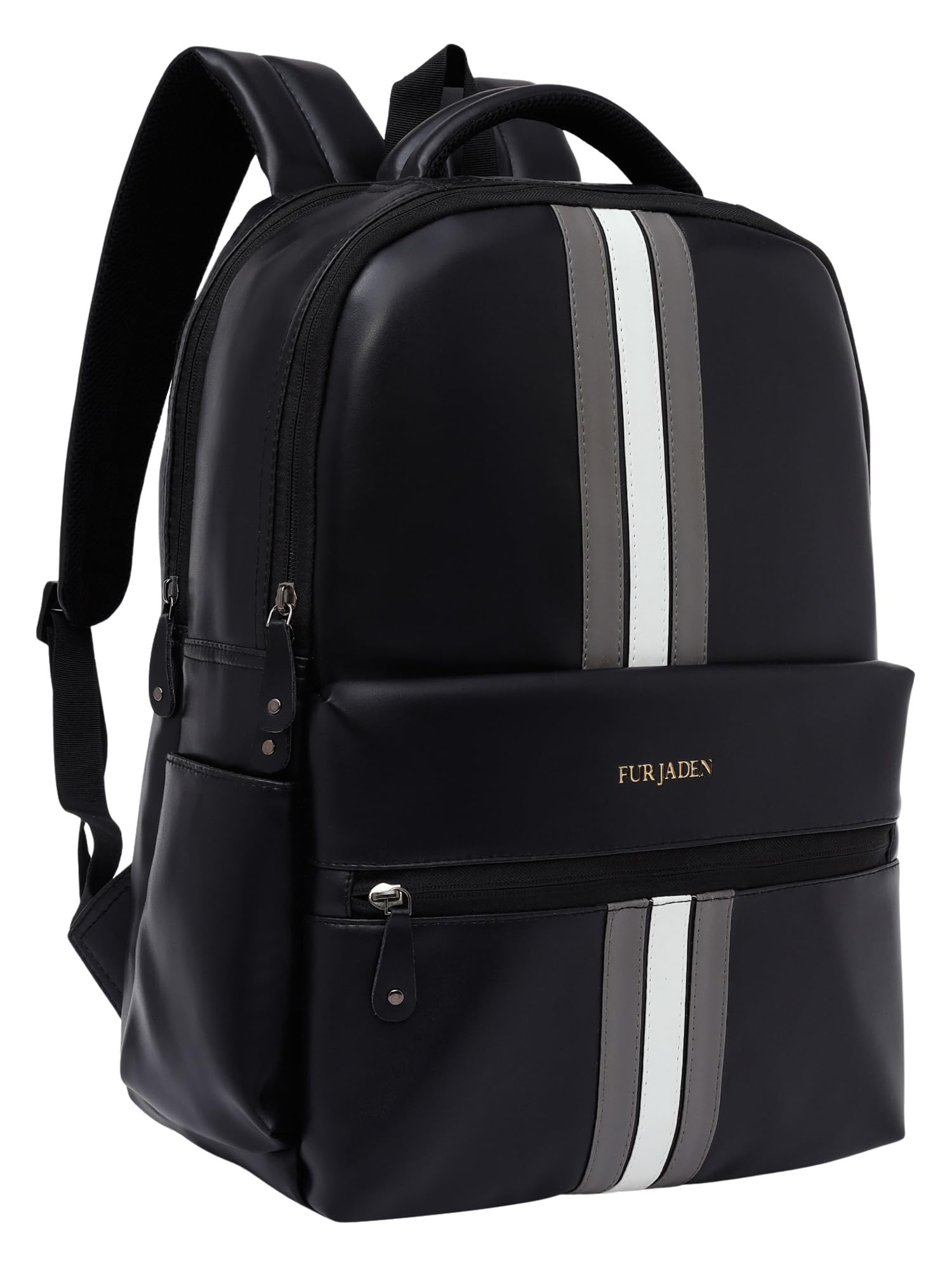 Faux Leather 15.6 Inch Laptop Backpack Bag with USB Charging Port