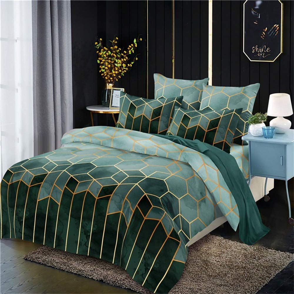 Parure de lit avec housse de couette et taie d'oreiller verte 135x200
