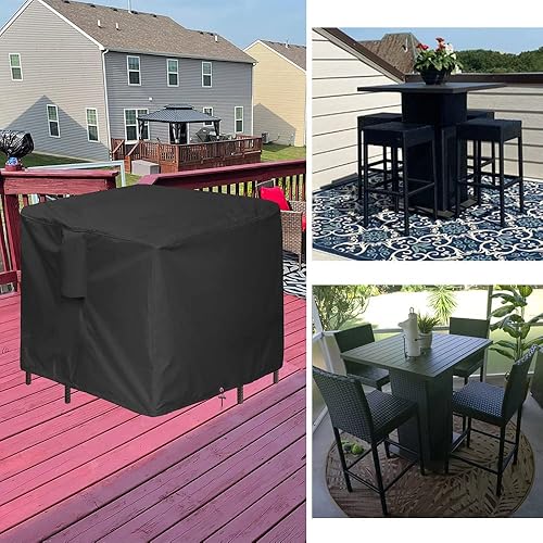 Miniatura 7 de Juego de 5 piezas de altura de barra para patio, fundas impermeables de 66 pulgadas de altura de barra cuadrada para patio de altura alta para mesa