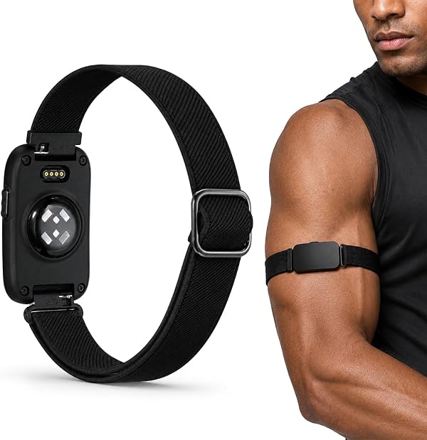Banda de nailon para bíceps compatible con Garmin CIRQA, correa ajustable para parte superior del brazo | nailon tejido elástico | ajuste ajustable para parte superior del brazo | transpirable y suave | diseño de liberación rápida | lavable | solo banda