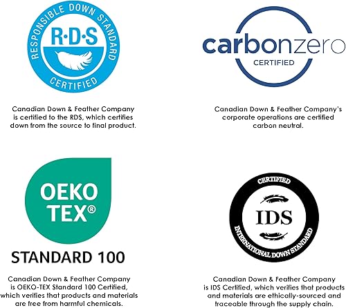 Miniatura 8 de Canadian Down & Feather Co. - Edredón de plumón blanco de peso regular 625, tamaño matrimonial, funda de 360 hilos, 100% algodón, relleno en Canadá