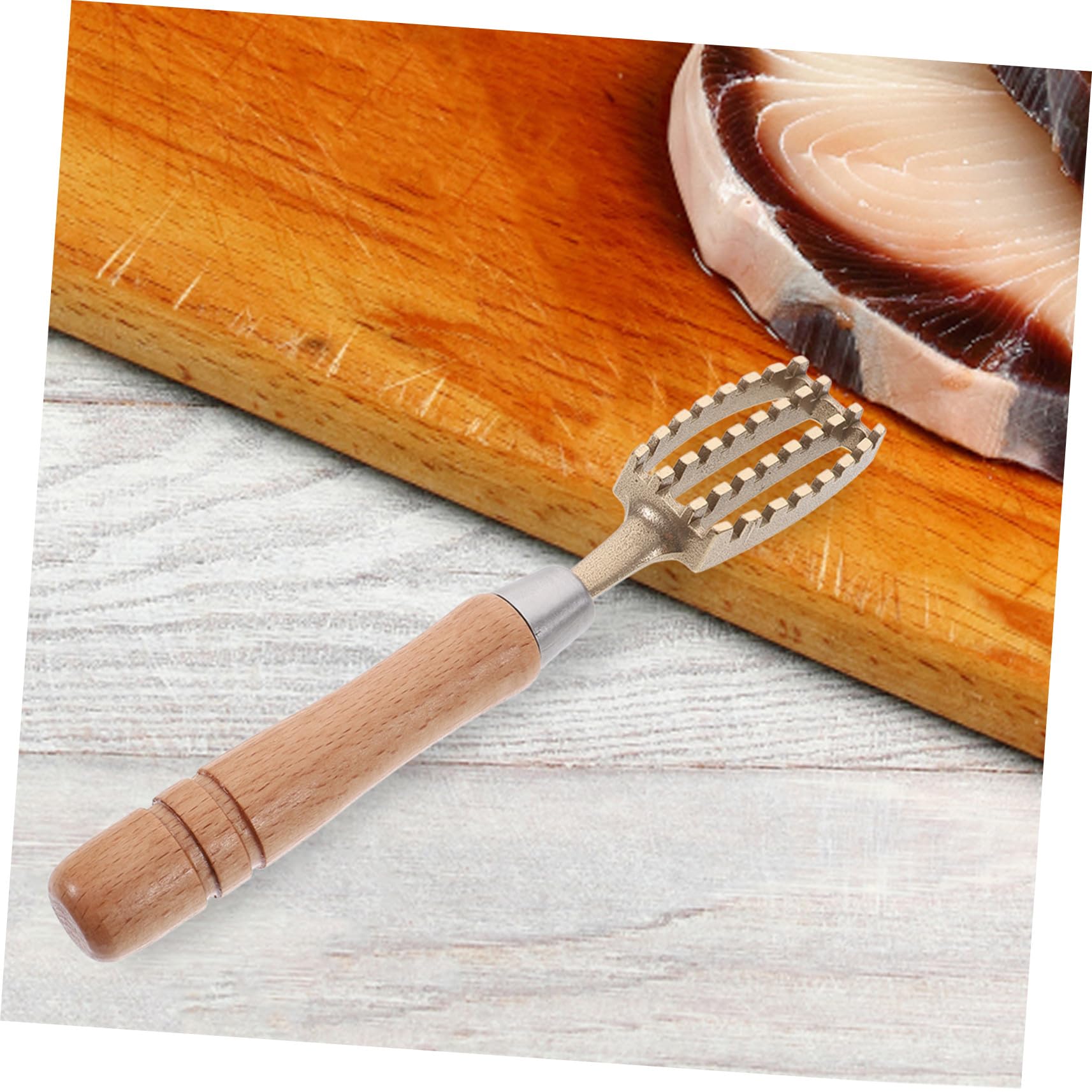 Hohopeti Desquamatore di pesce giapponese portatile con manico antiscivolo e denti seghettati in ottone per cucina e professionale