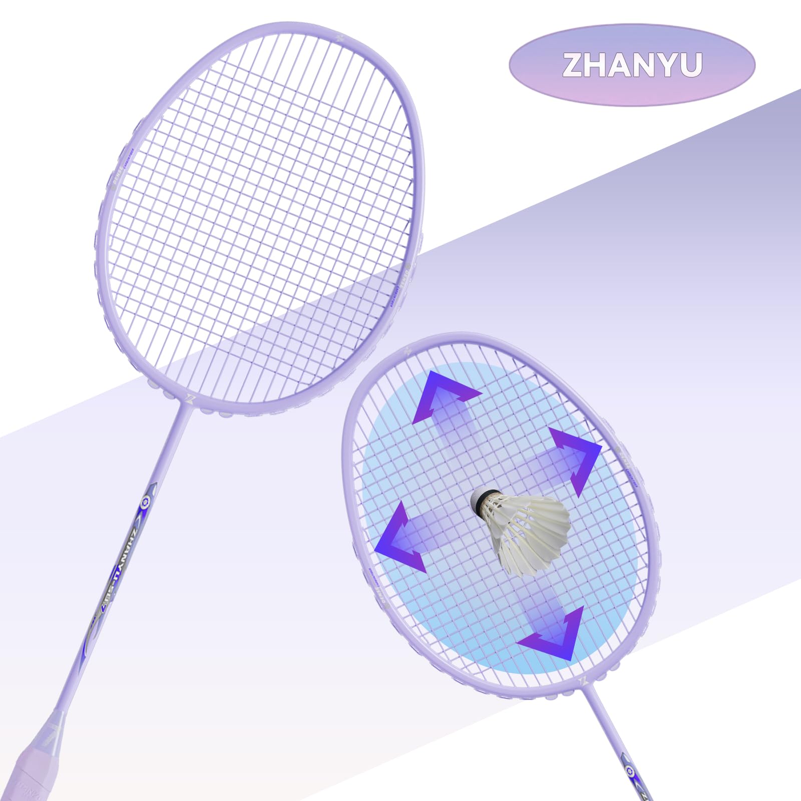 Racchetta da badminton, racchetta da badminton, 100% fibra di carbonio, stampaggio monopezzo, ultra leggera, 76 g, offensiva e difensiva, durevole racchetta da allenamento, include 1 racchetta e 1