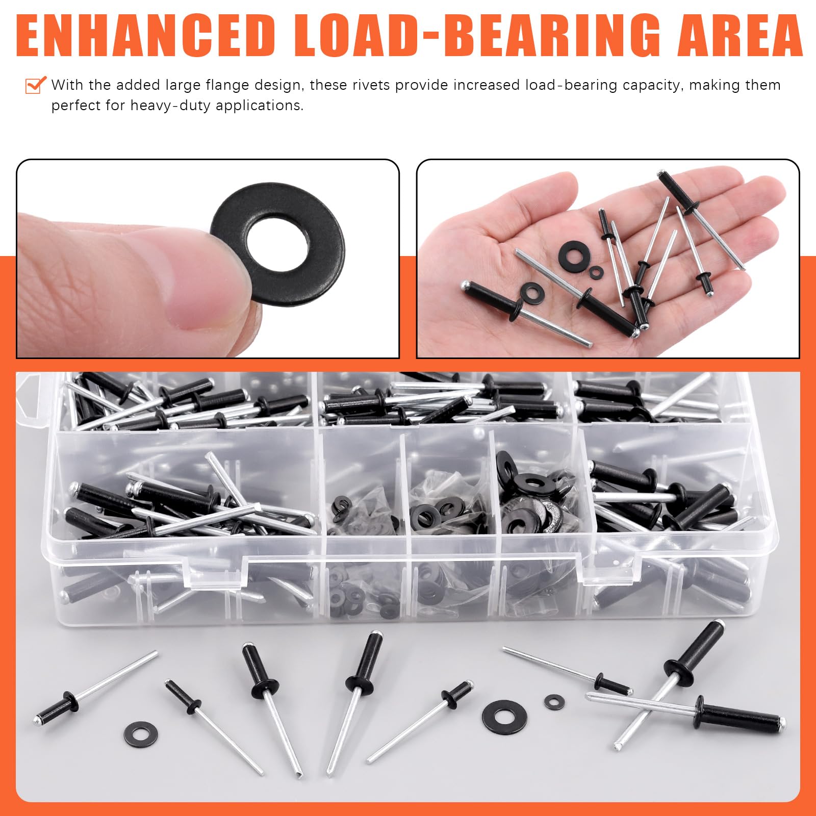 Tanstic 560Pcs Black Aluminum Pop Rivets Kit - Image 4