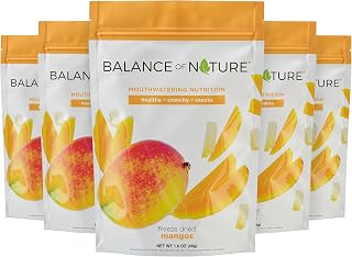 Balance of Nature Freeze-Dried Mangos (5 Pack) – 100% Real Fruit, Crunchy Mango Slices, Healthy Snack, Mouthwatering Nutrition, Gluten-Free, Vegan, No Sugar Added, Five 1.6 oz Bags