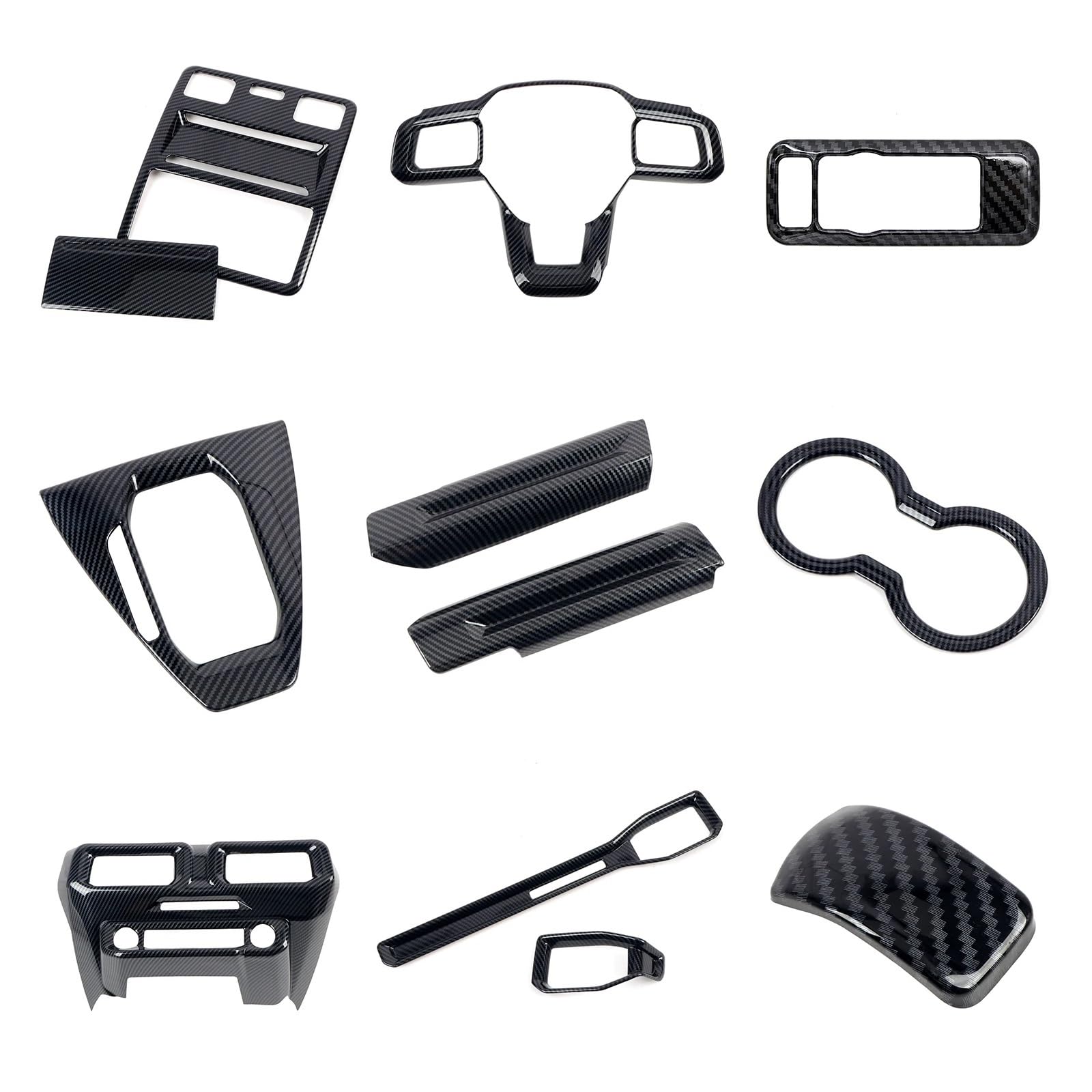 Console Panel Dekorabdeckung Für Ford Für Mustang 2024 2025 Carbon Schwarz Armaturenbrett Konsole Abdeckung Trim Innen Automatische Getriebe Panel Full Dekorative Trim 12 Stück Panel Abdeckung