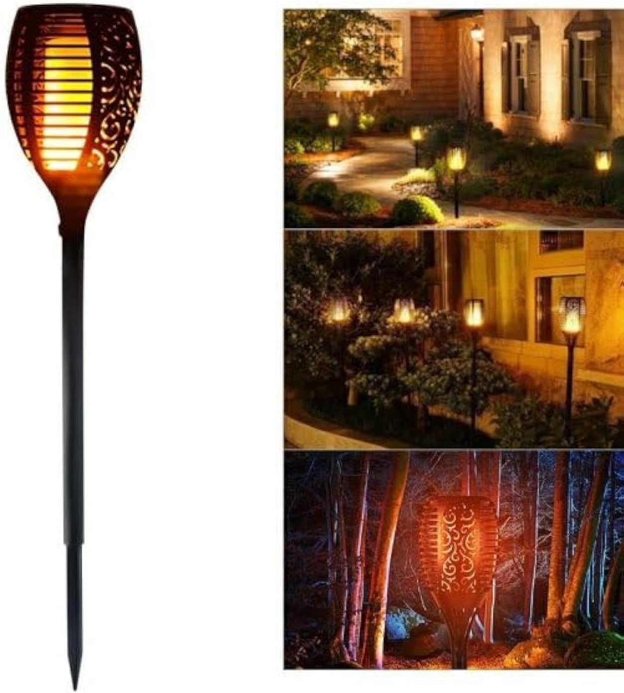 YU WELL Pack of 1 Solar Flickering Flame Torch Light 58cm LED Waterproof Torch Light for Garden Lawn Patio Halloween Outdoor Décor