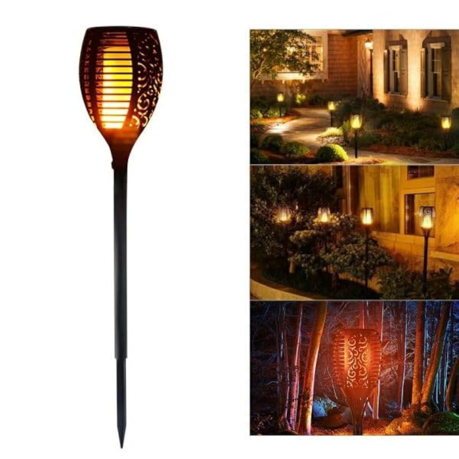 YU WELL Pack of 1 Solar Flickering Flame Torch Light 58cm LED Waterproof Torch Light for Garden Lawn Patio Halloween Outdoor Décor