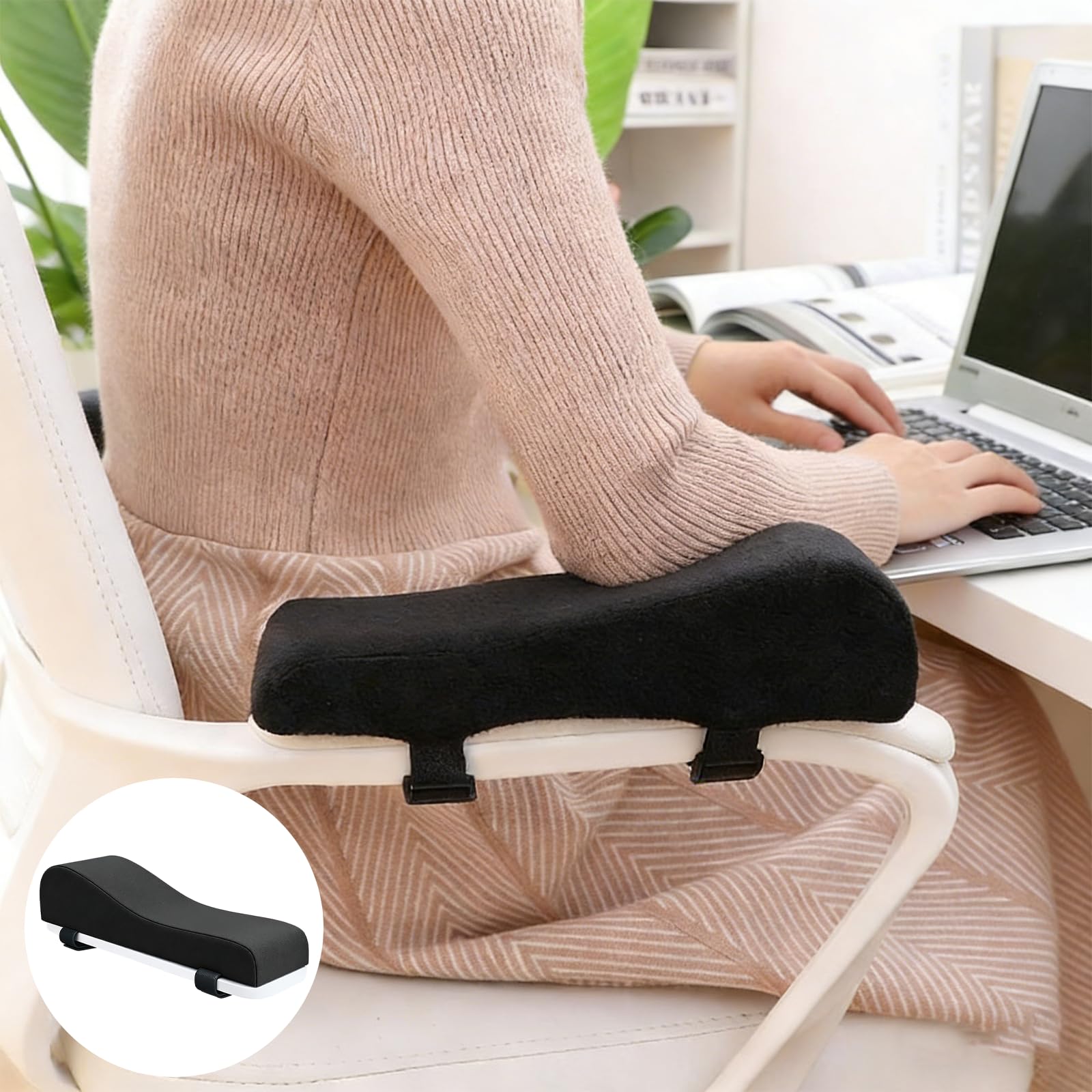 Cuscino Cuscino del Bracciolo Ergonomico Sedia Ufficio, Set di 2 Protezioni per Braccioli con Memory Foam, per Sollievo dalla Pressione su Gomiti e Avambracci, Adatto Anche a Sedie Gaming