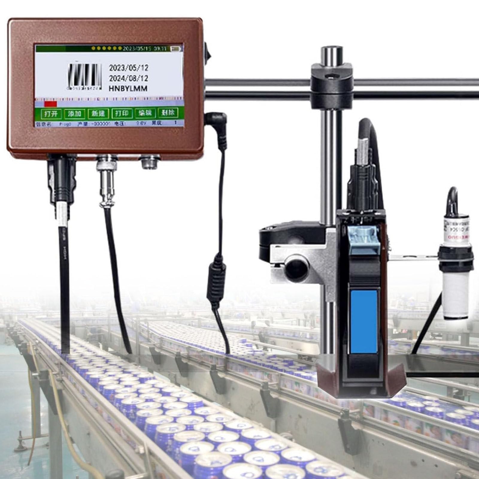 SENJINGHUA Automatic Coding Machine, Industrial Inkjet Printer, 12.7mm/25.4mm Automatic Inkjet Coding Machine for Production Line, Inkjet Coding Machine, for QR Batch Code Date Number Logo 12.7mm