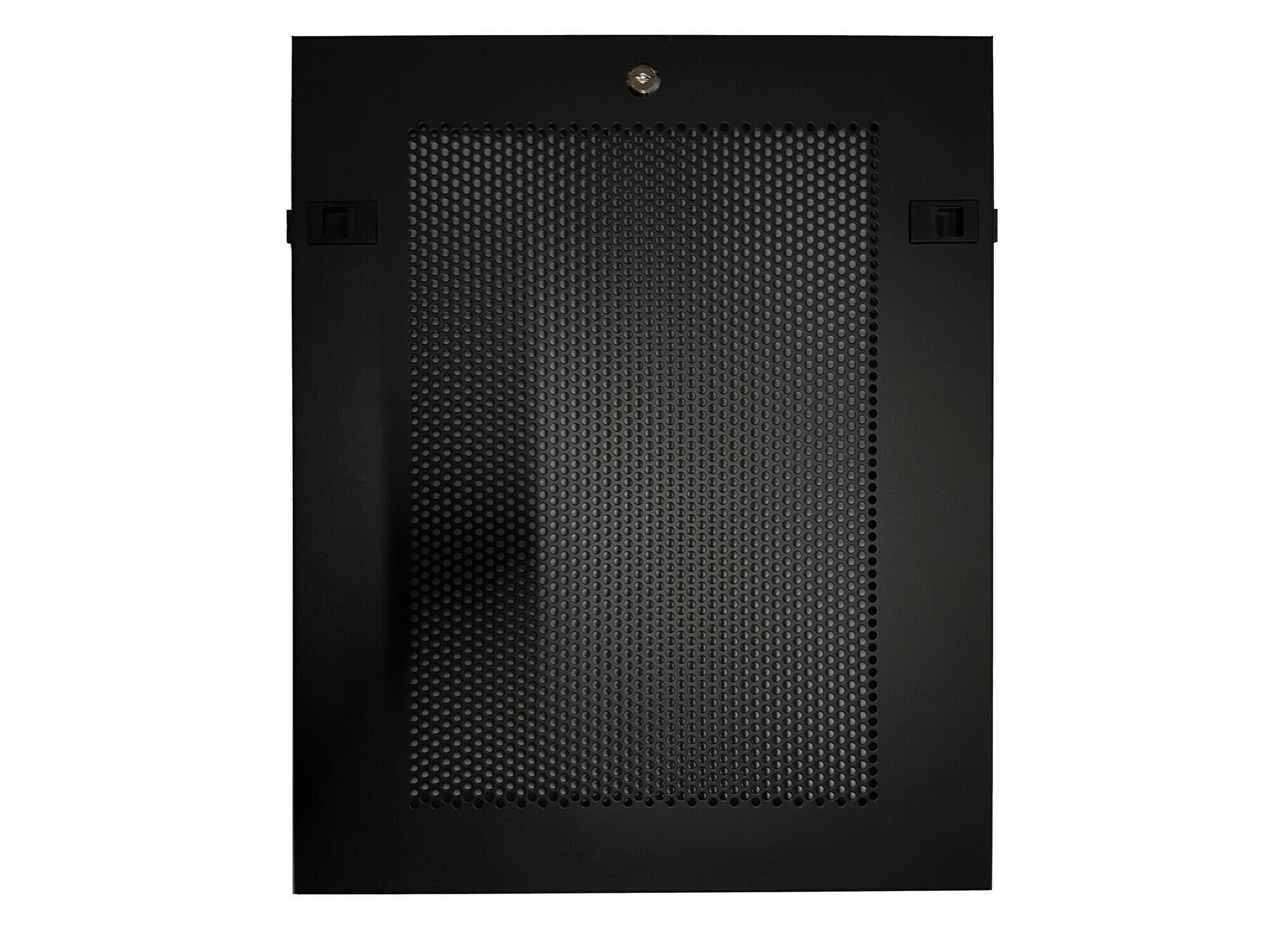 Baie Murale 6U avec Porte en Verre - Panneaux latéraux perforés 600x600x368mm - Noir
