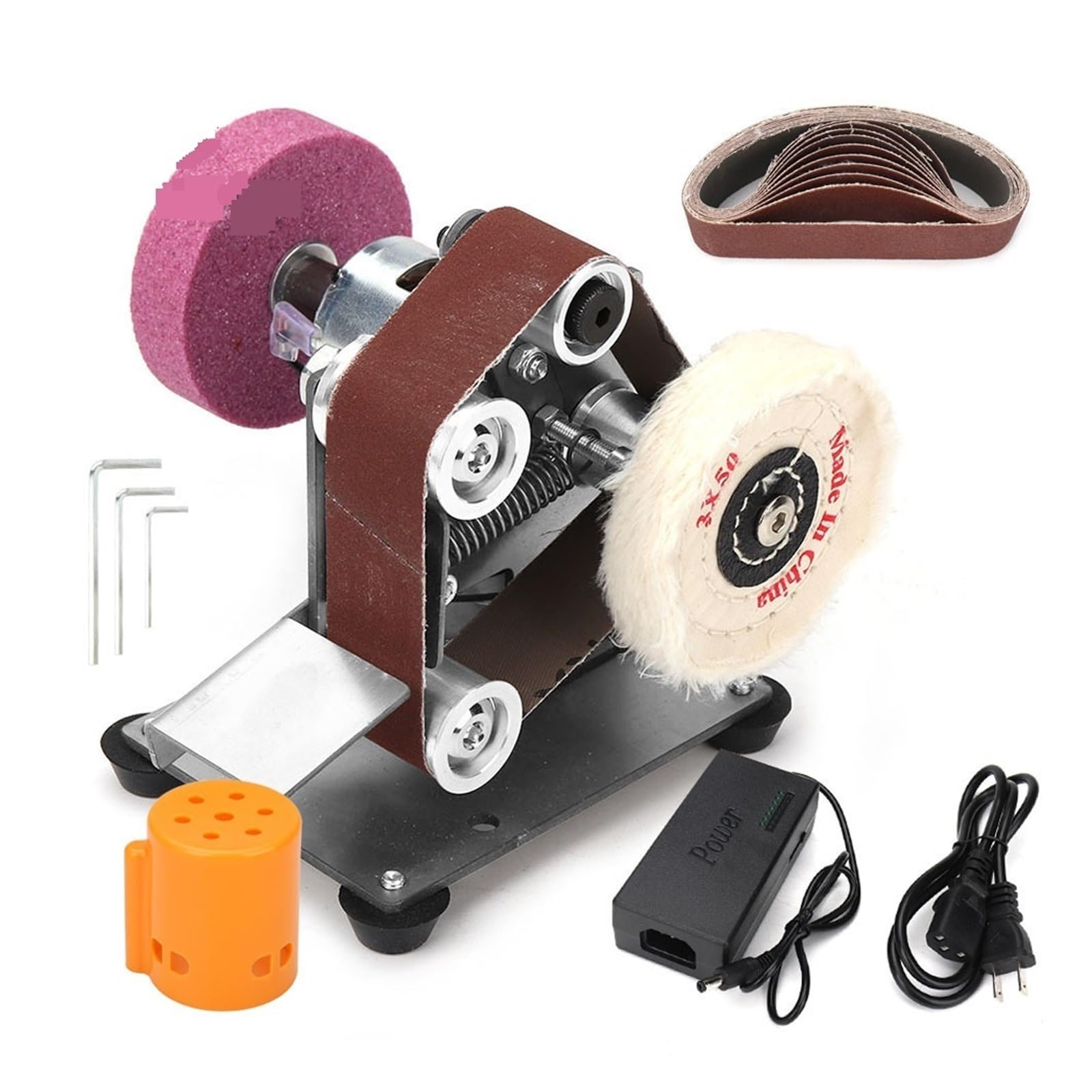 Mini levigatrice a nastro elettrica multifunzionale Lucidatura fai-da-te Rettificatrice Cinture Smerigliatrice Lucidatura Bordi taglienti per la lavorazione del legno(Style 1)