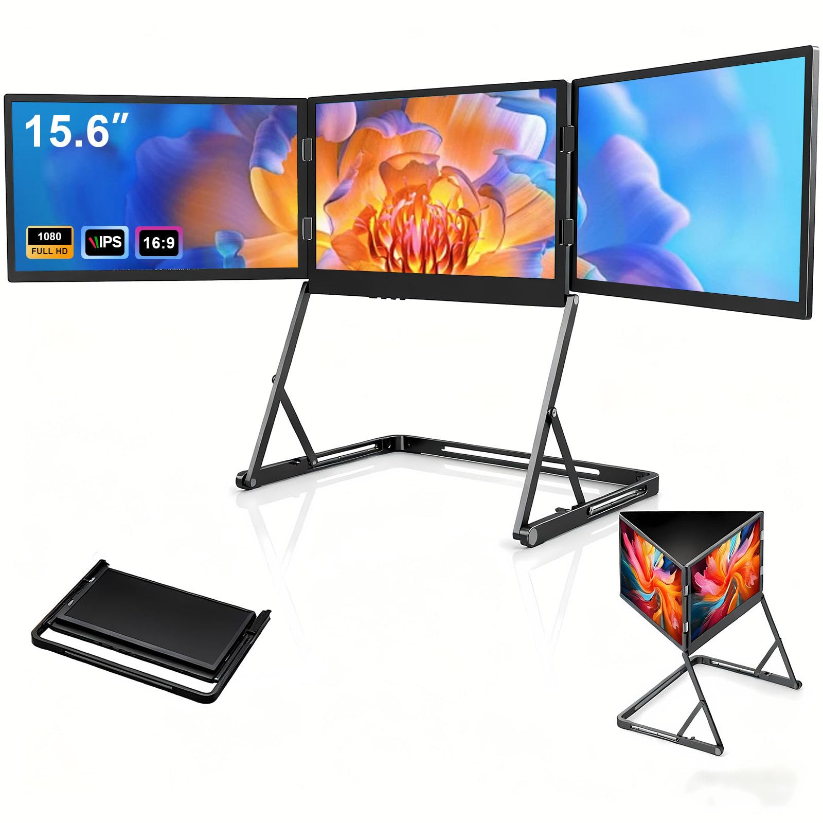 Monitor Portatile Da Viaggio 15,6", Estensione per Schermo Portatile, Monitor Hdr Ips Portatile, Display Aggiuntivo Laptop per Smart Working E Ufficio