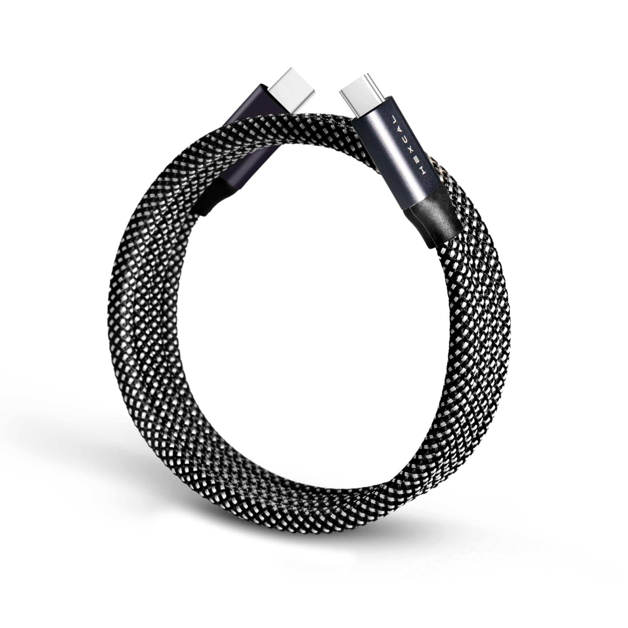 HEXCAL Cable de carga magnético, cargador de 240 W USB-C a USB-C autoenrollable, transferencia de datos de 480 Mbps sin enredos, cable trenzado de 1 m para MacBook Pro, iPhone 16/15, iPad y Galaxy
