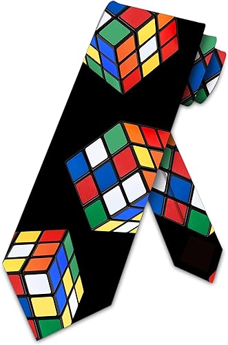 Three Rooker Puzzle Cube Ties Corbata de rompecabezas 3D para hombre, Negro -