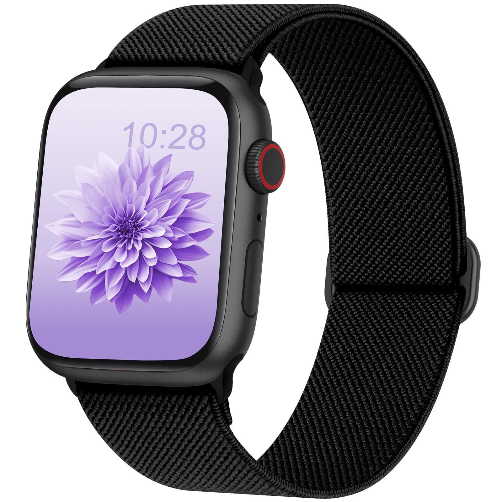 AMSKY Elastic Nylon Strap Compatible with Apple Watch Band 40mm 44mm 42mm 41mm 45mm 38mm 49mm Women Men Single Buckle for iWatch SE Ultra Series 9 8 7 6 5 4 3 2 1, Black-image-27