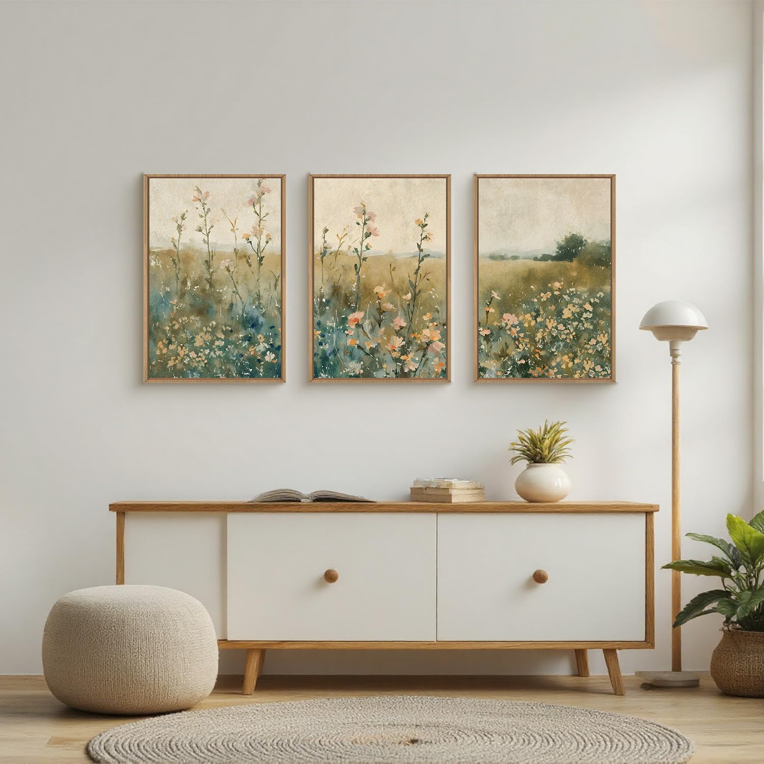 Vintage Watercolor Wildflower Wall Art - 3 Piece Set -3