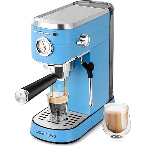 CASABREWS CM5418 Espresso Machine 20 Bar, Stainless Steel Espresso Maker with Milk Frother Steam Wand, Professional Coffee Machine with 34oz Removable Water Tank, Baby Blue