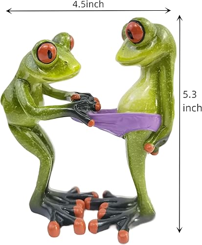 Miniatura 31 de VVGIFTS Figuras de rana decorativa divertida y bonita para manualidades, estatua de rana de resina para el hogar, oficina, escritorio, mesa, baño