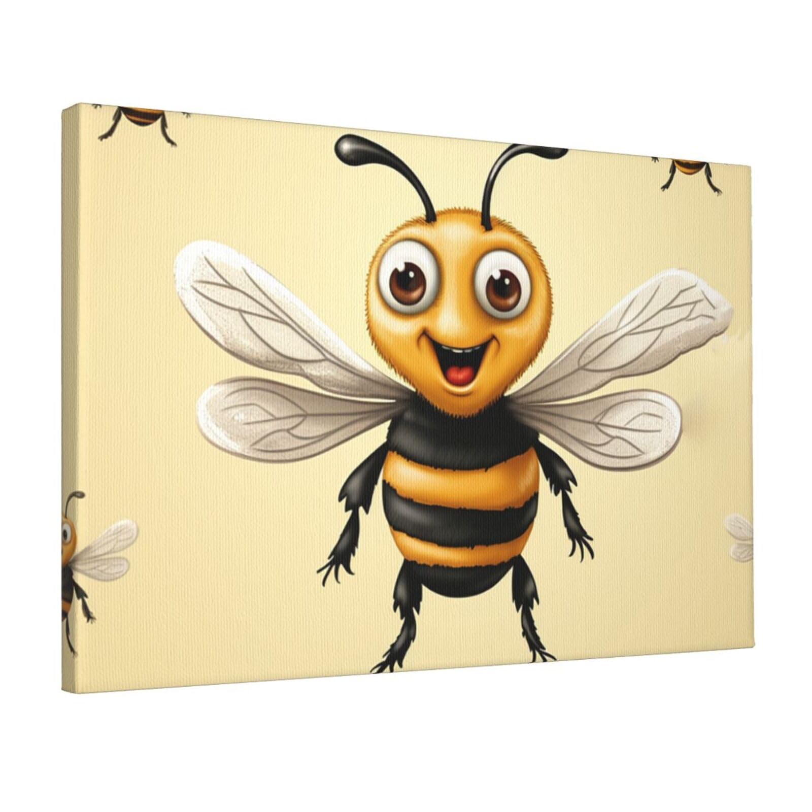 KLOPH Honey Bee Canvas Wall Art for Living Room 12"x18" Modern Artwork Painting for Bathroom Hanging Canvas Prints Aesthetic Wallart for Bedroom Kitchen Office Wall Decor