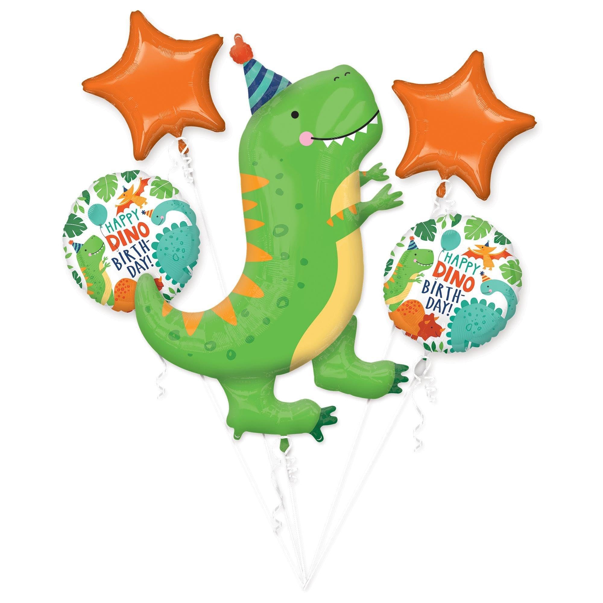 Amscan 4067001 - Ramo de globos de aluminio para fiesta de dinosaurios Dino-Mite - 5 piezas