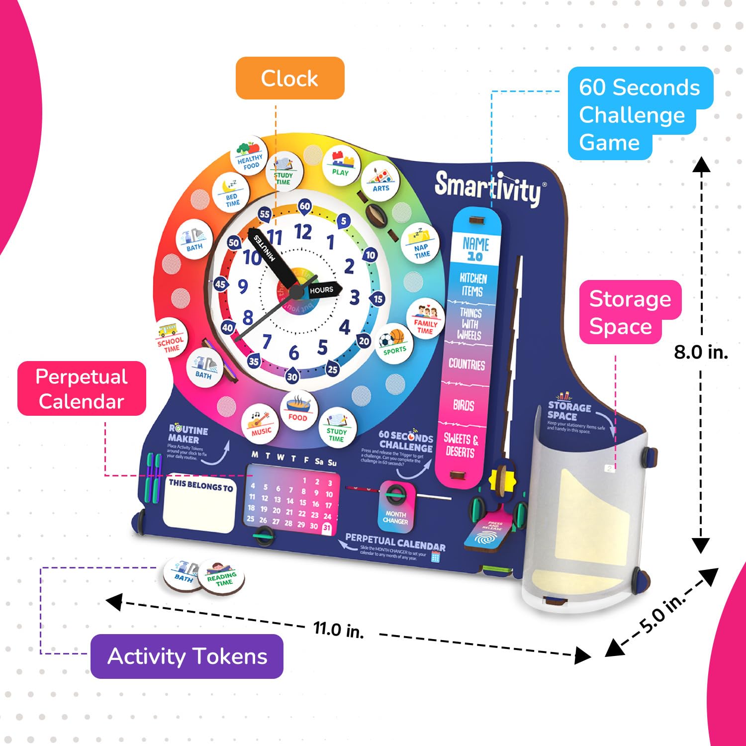 Smartivity DIY Interactive Clock With Stationary Organiser For Kids Ages 6-12|Features An Infinity Calendar|Birthday Gift For Boys&Girls|STEM Educational Toy For 6,7,8,9,10,11,12 Years,Multicolour - Image 5 thumbnail