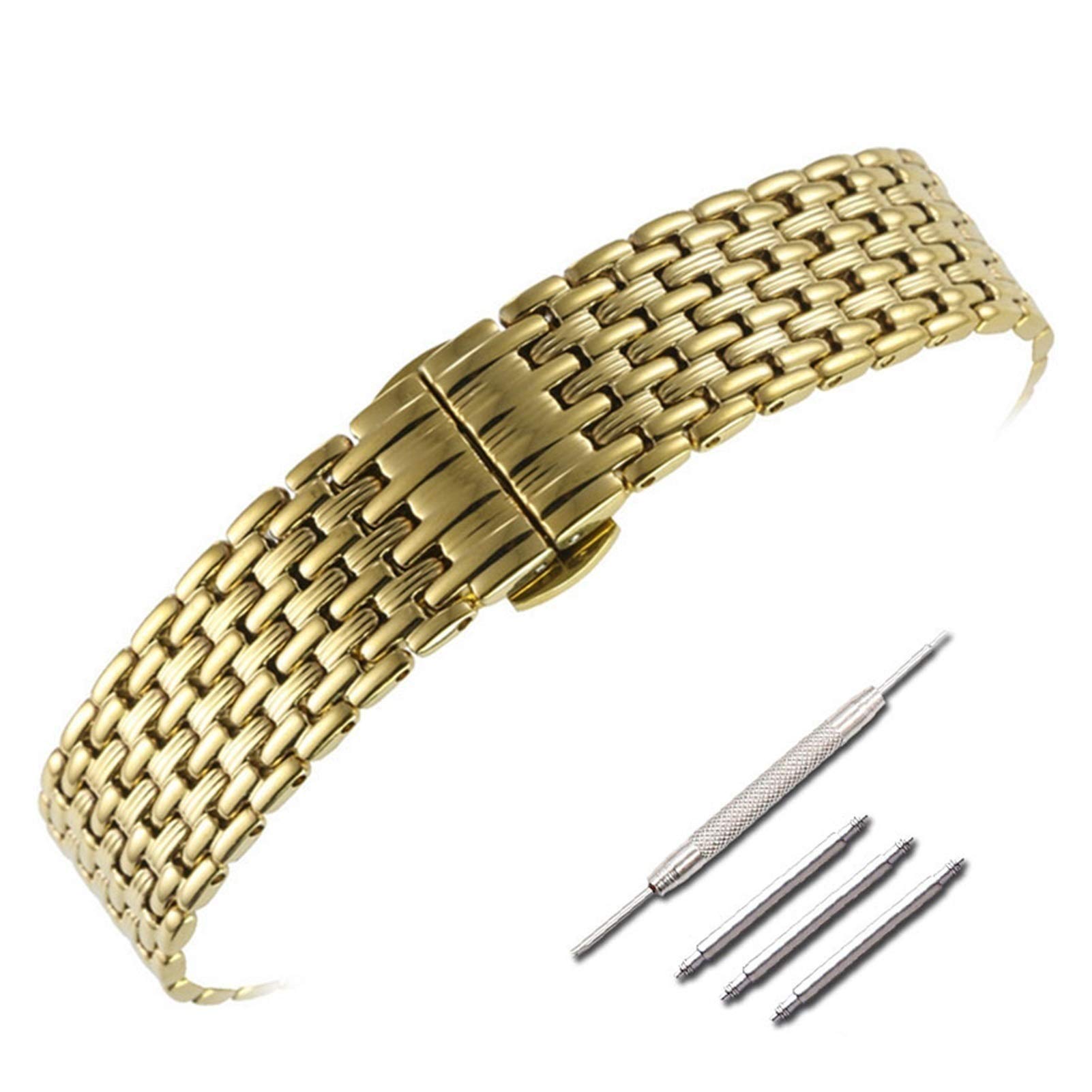 Bracelet de Montre Bracelet en Acier Inoxydable Bracelet à Boucle Papillon Double Bouton pour Femme Bracelet en Acier Inoxydable Montre pour Hommes Accessoires Bracelet