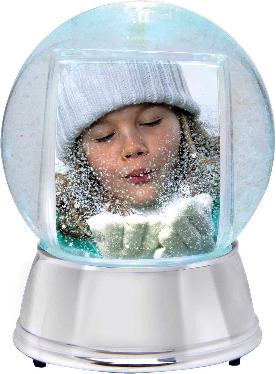 Neil Enterprises Inc. Large LED Light Up Photo Snow Globe w/Silver Base