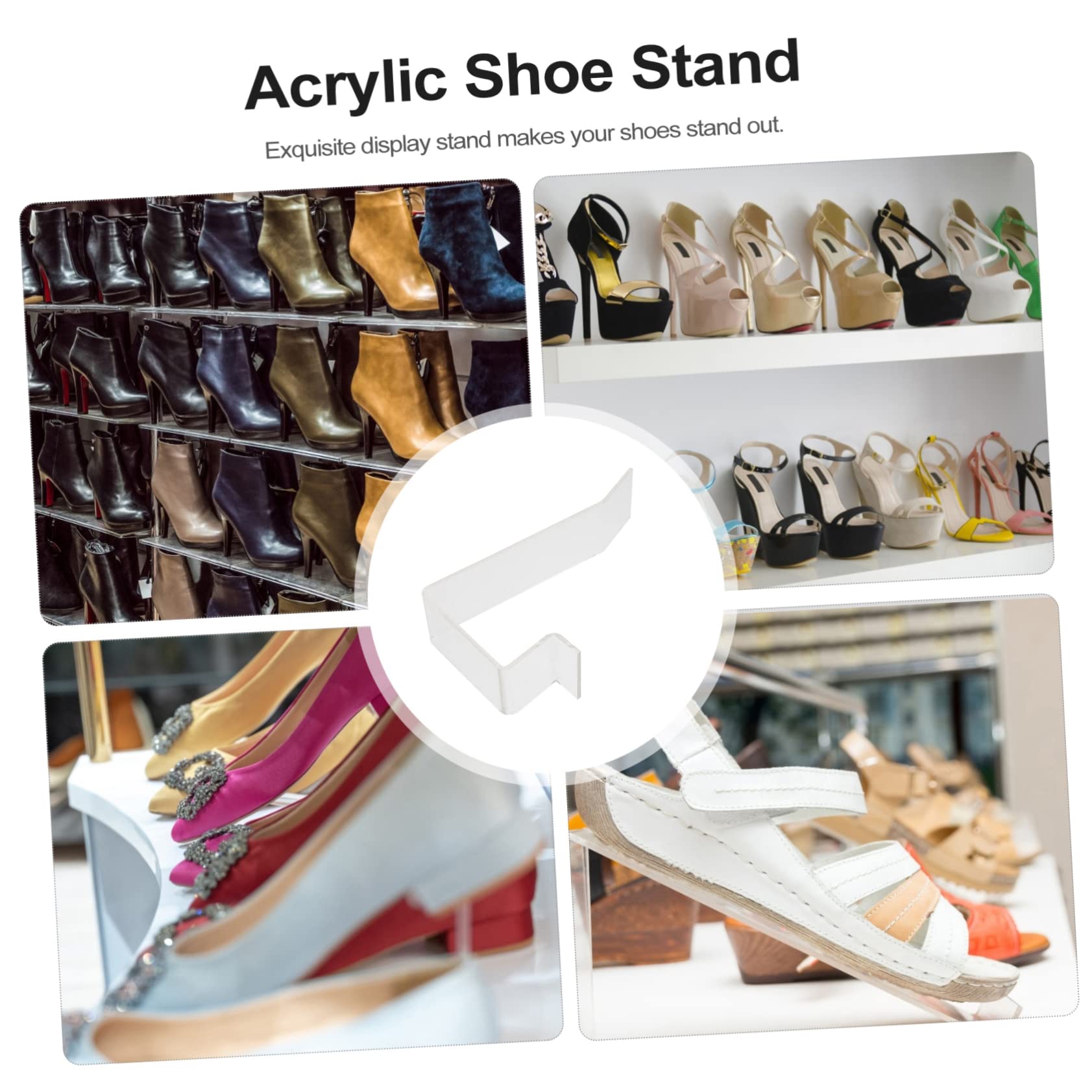 MUCKLILY 4pcs Acrylic Shoe Rack Shoe Display High Heel Display Rack for Shopping Mall