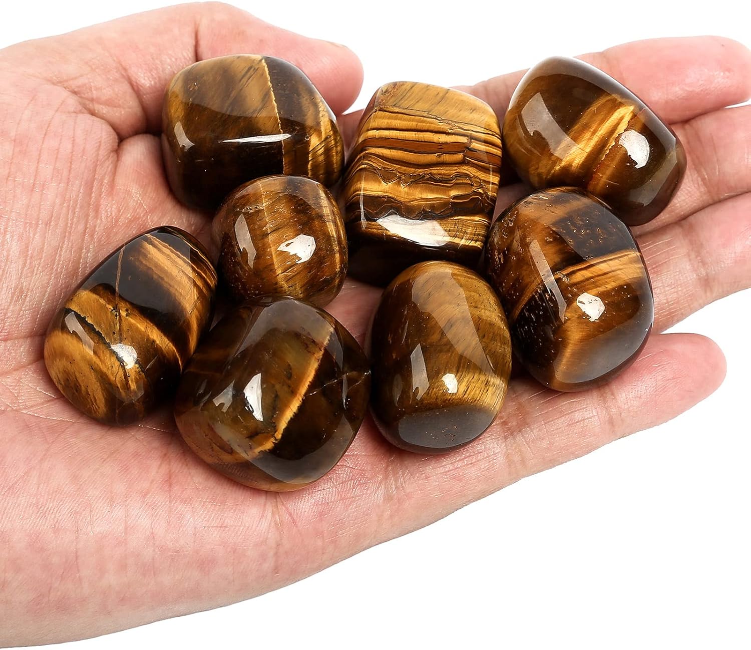ZenQ 1/2 lb Tumbled Tigers Eye Stones for Wicca, Reiki, and Energy