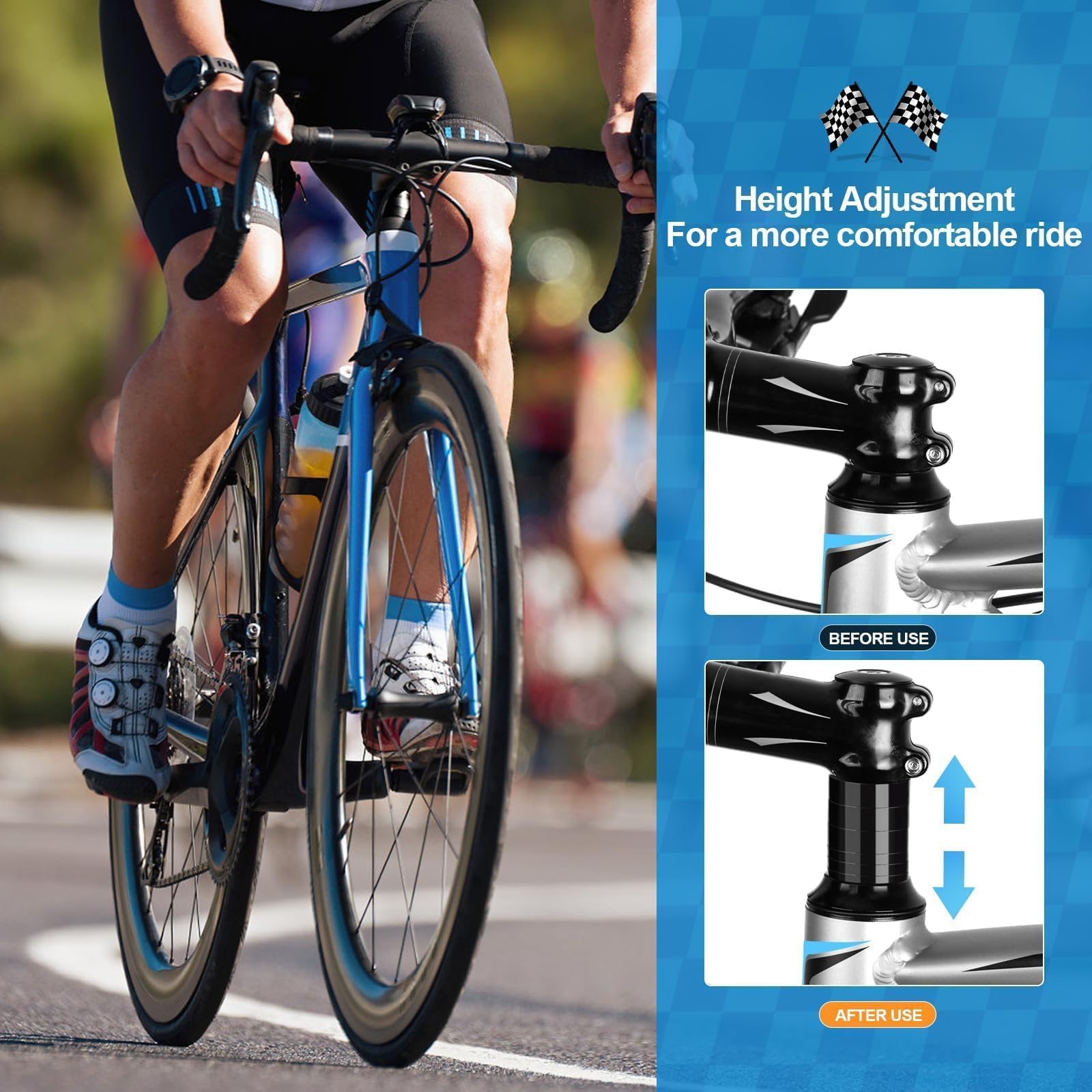 9 Pezzi Spessori Manubrio MTB Distanziali Manubrio MTB Alluminio Distanziatore Bicicletta 1 1/8 di Pollice Aluspacer