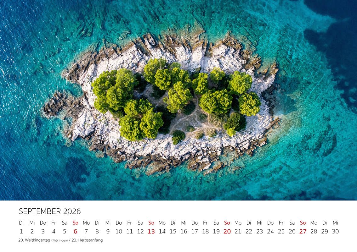 Edition Seidel Kalendarz premium Chorwacja 2026, format DIN A4, kalendarz ścienny, kalendarz naturalny, Europa, bałkański, półwysep Dubrownik, Split, Adriatyk, morze, Park Narodowy
